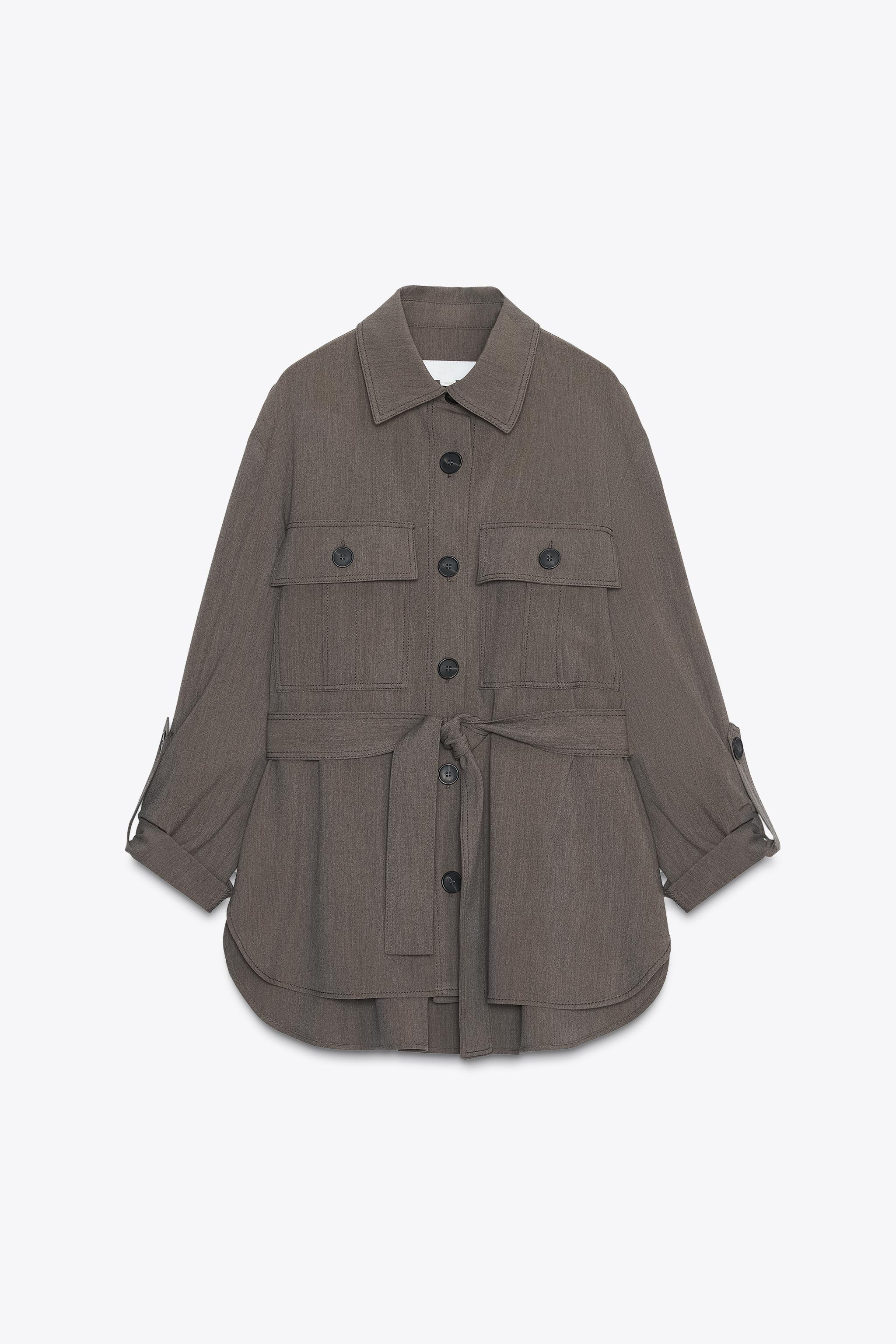 TAB SLEEVE BELTED SHIRT