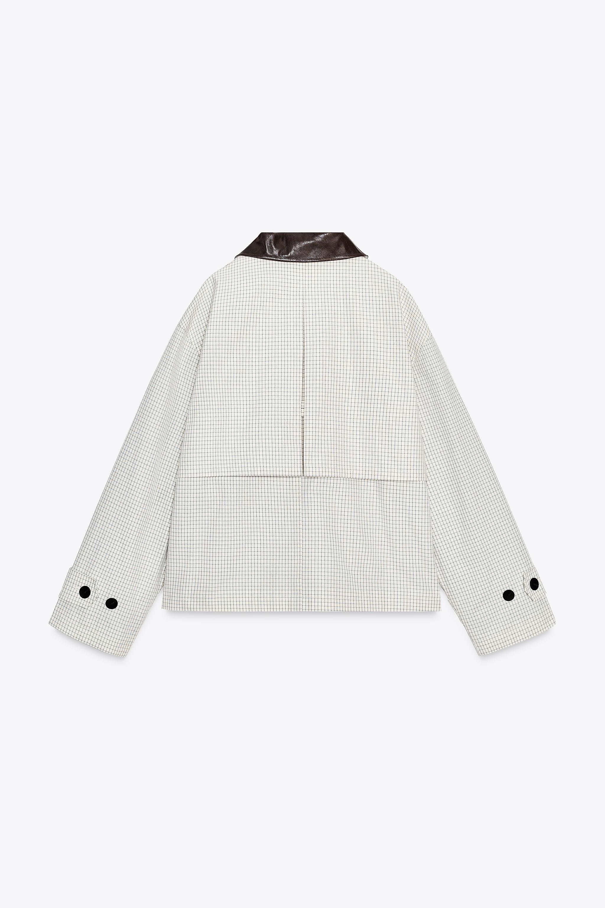 LEATHER COLLAR SHORT TRENCH COAT ZW COLLECTION