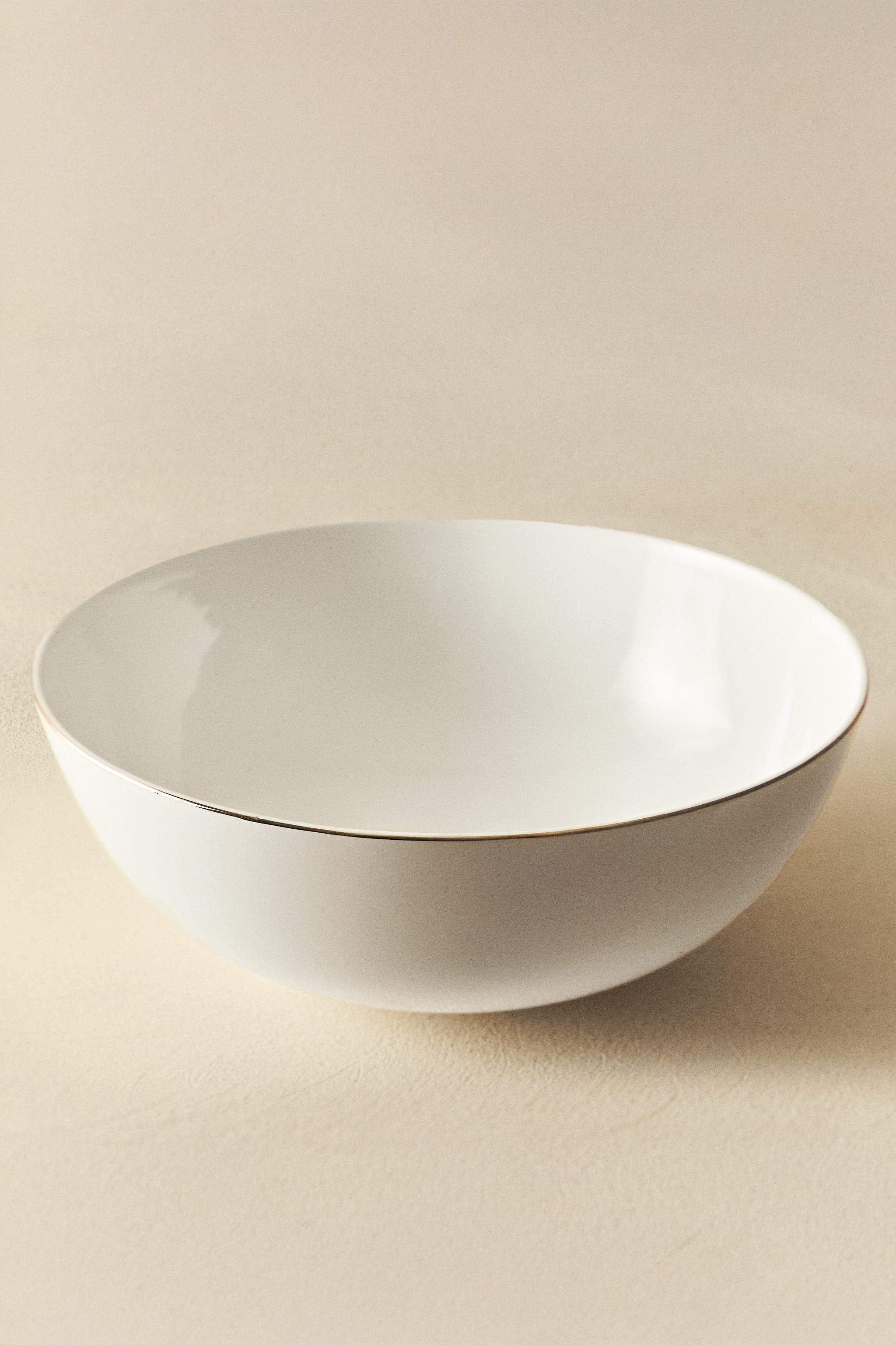 PORCELAIN SALAD BOWL WITH GOLD RIM