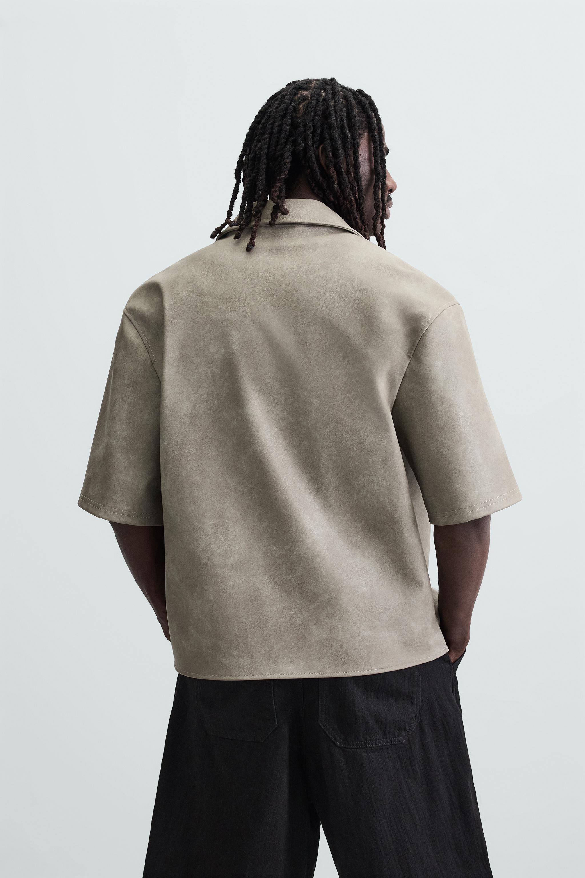 FAUX LEATHER OVERSHIRT