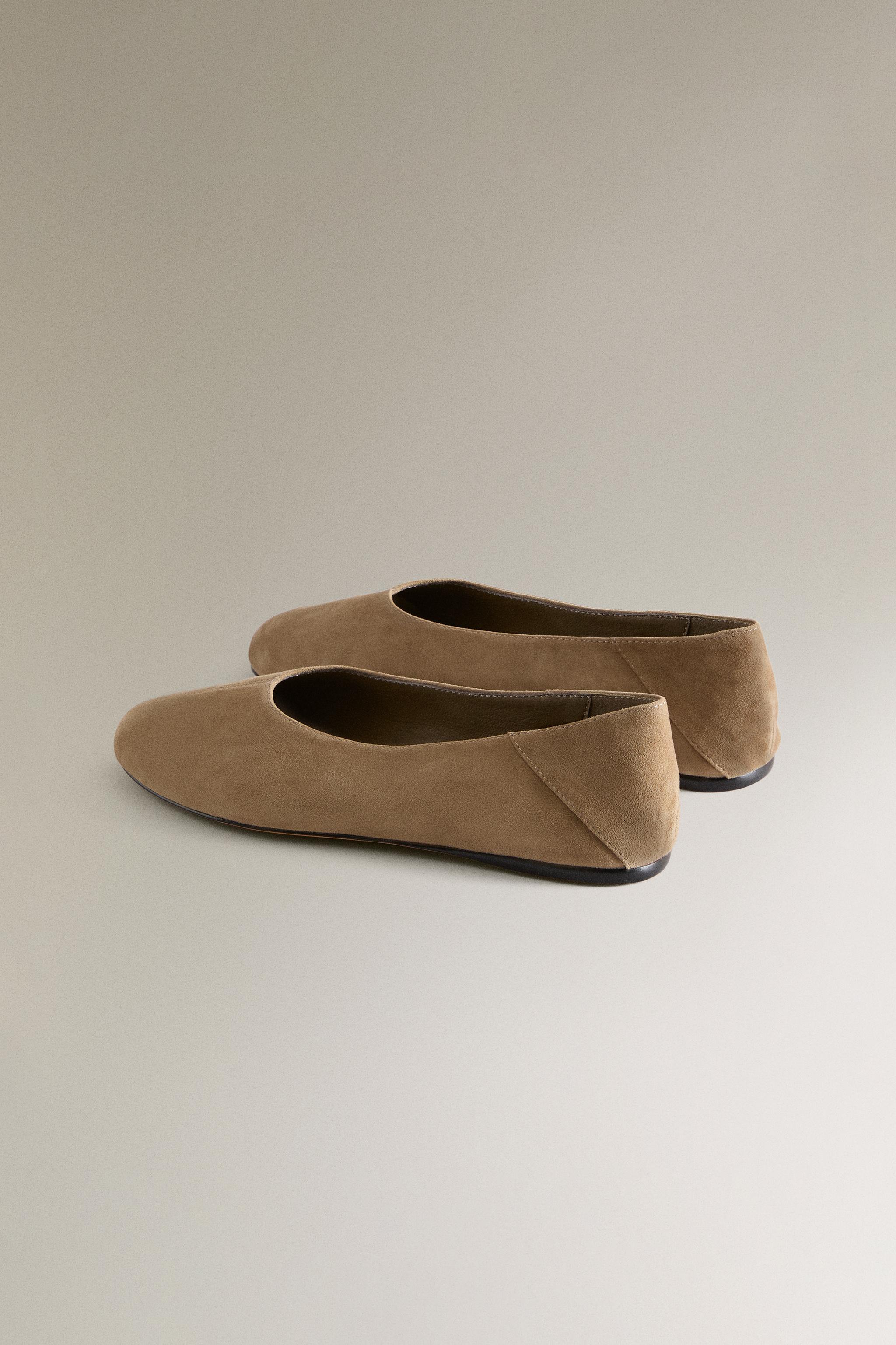 SPLIT LEATHER BALLET FLATS