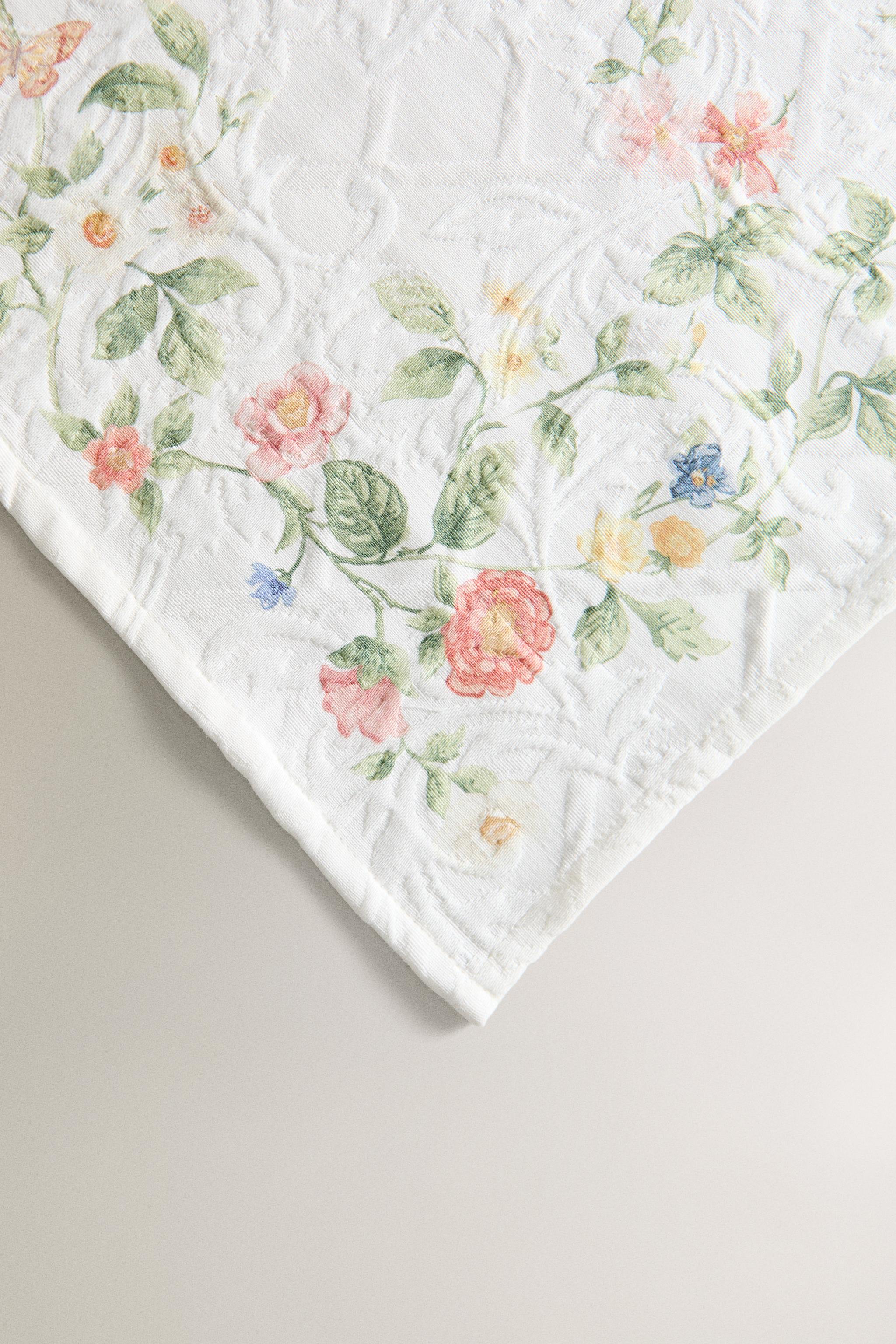 SET OF JACQUARD NAPKINS AND FLORAL PRINT (SET OF 2)