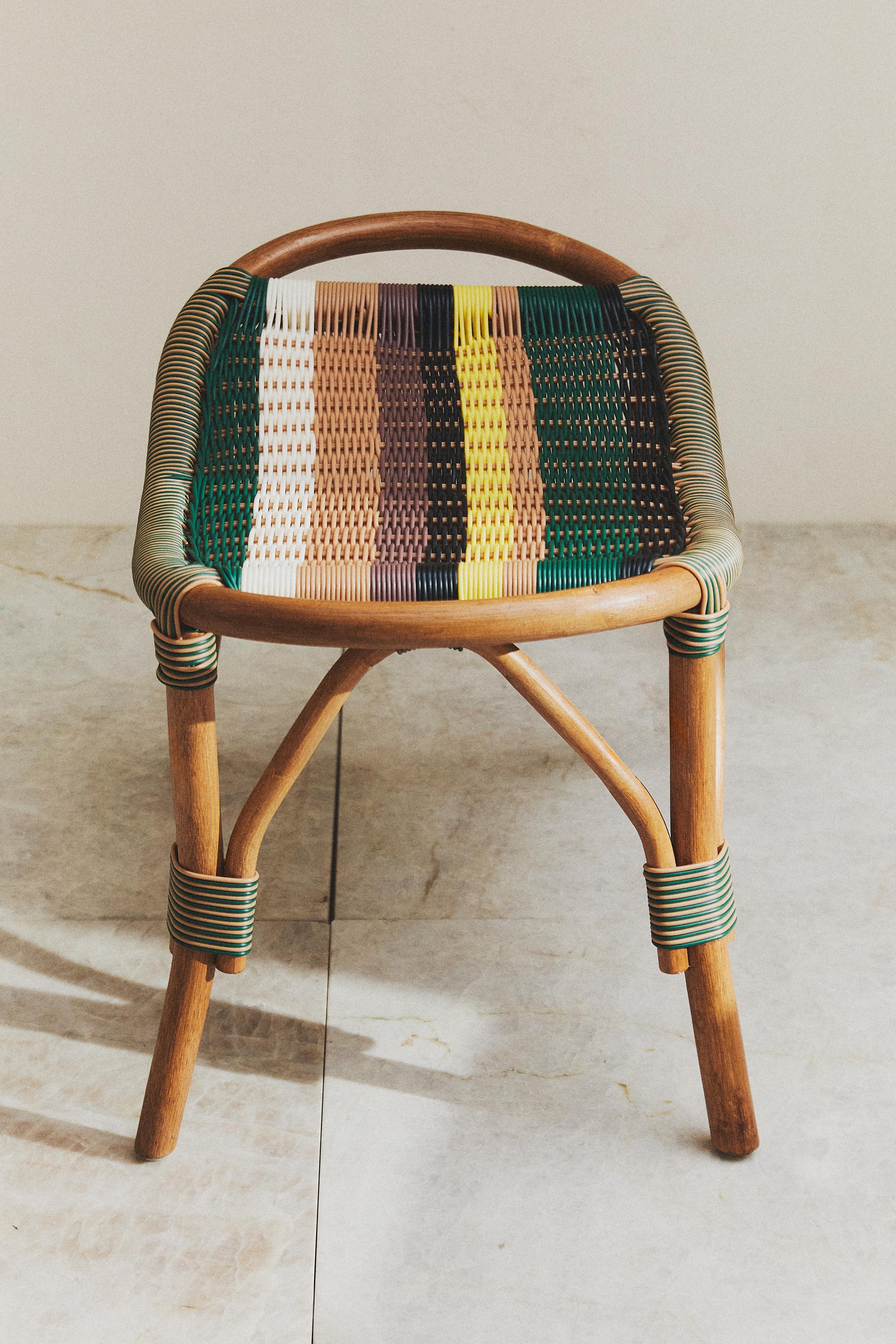 RATTAN STRIPED FOOTREST X COLLAGERIE
