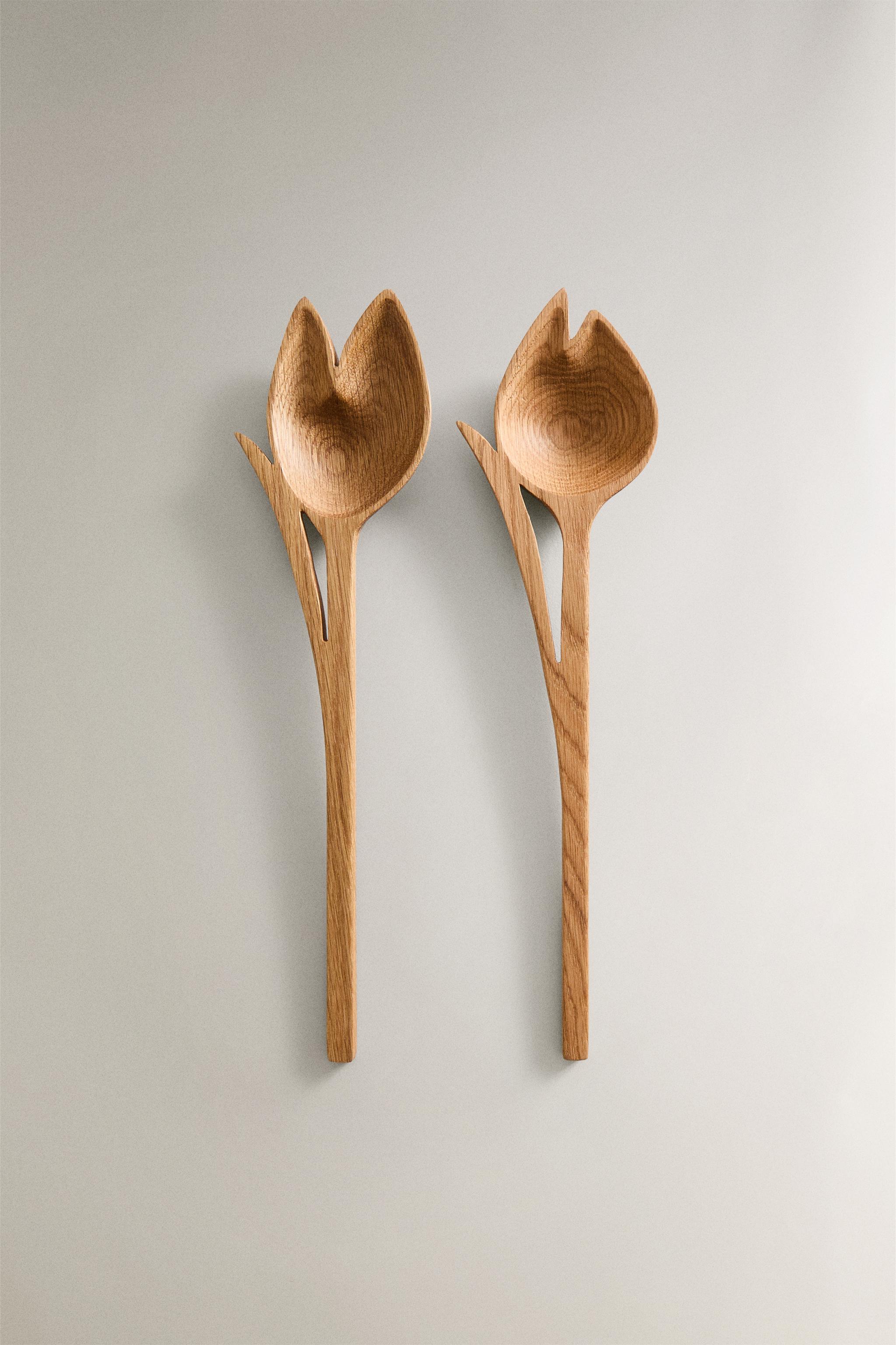 TULIP WOOD SALAD FLATWARE SET (SET OF 2)