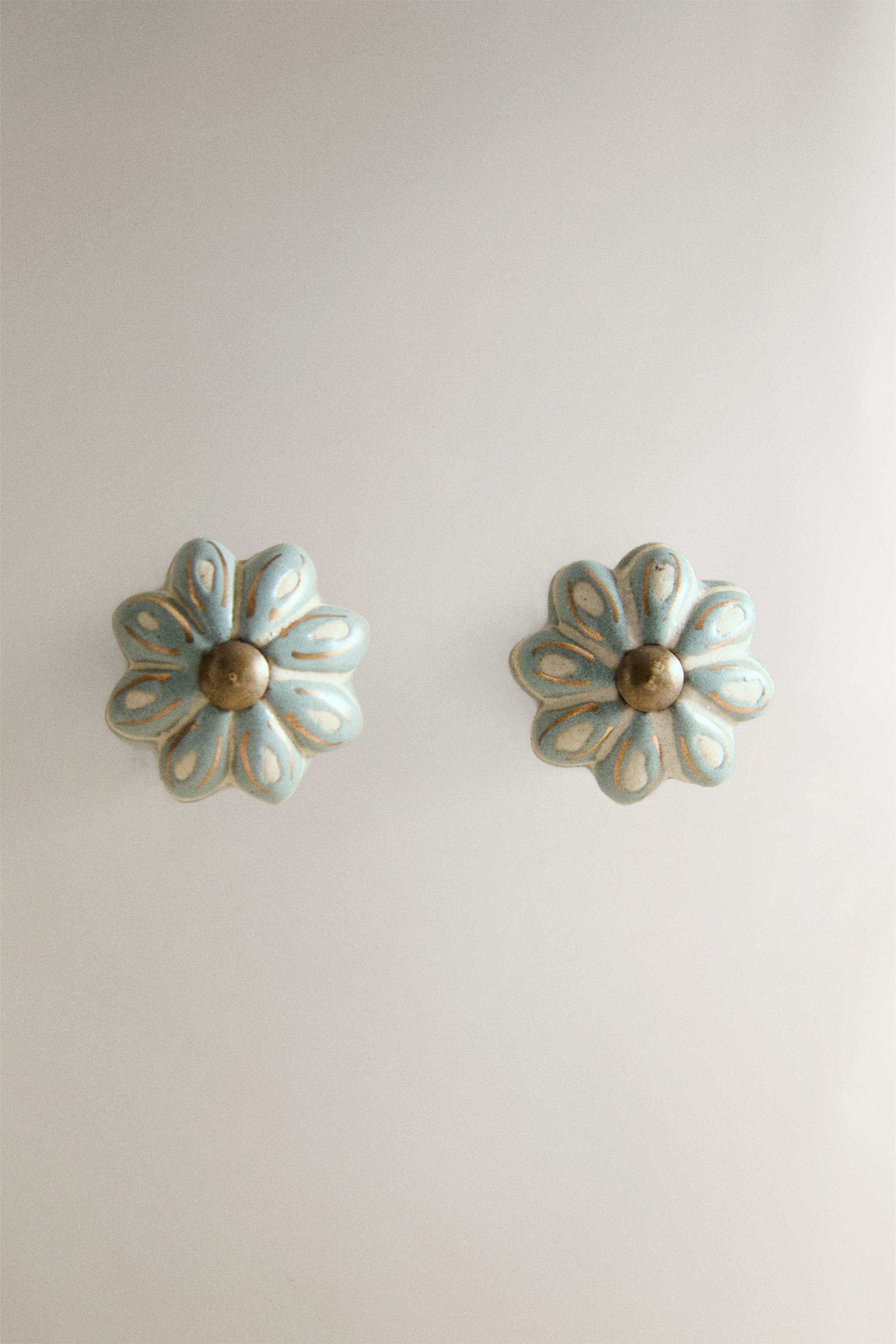 SET OF CERAMIC FLOWER KNOBS (SET OF 2)