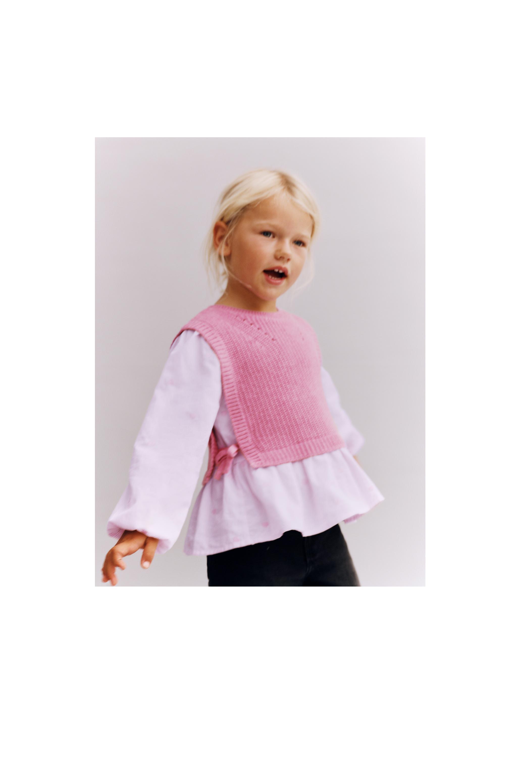 EMBROIDERED HEART SHIRT WITH KNIT VEST