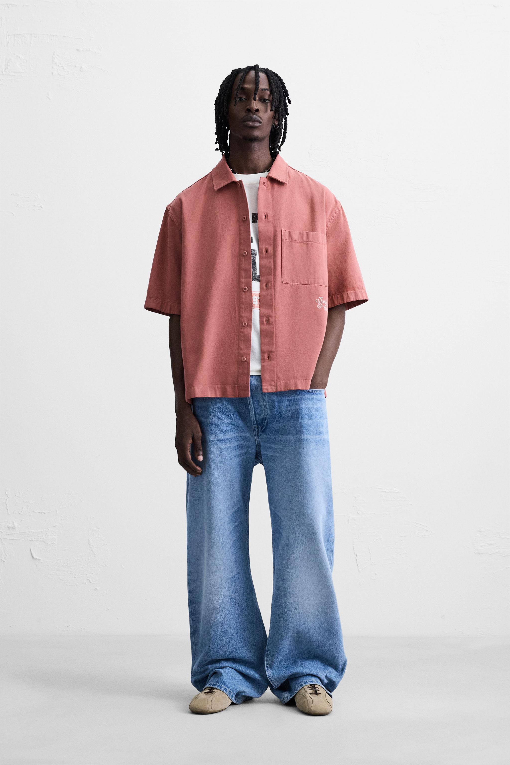 EMBROIDERED TEXTURED OVERSHIRT