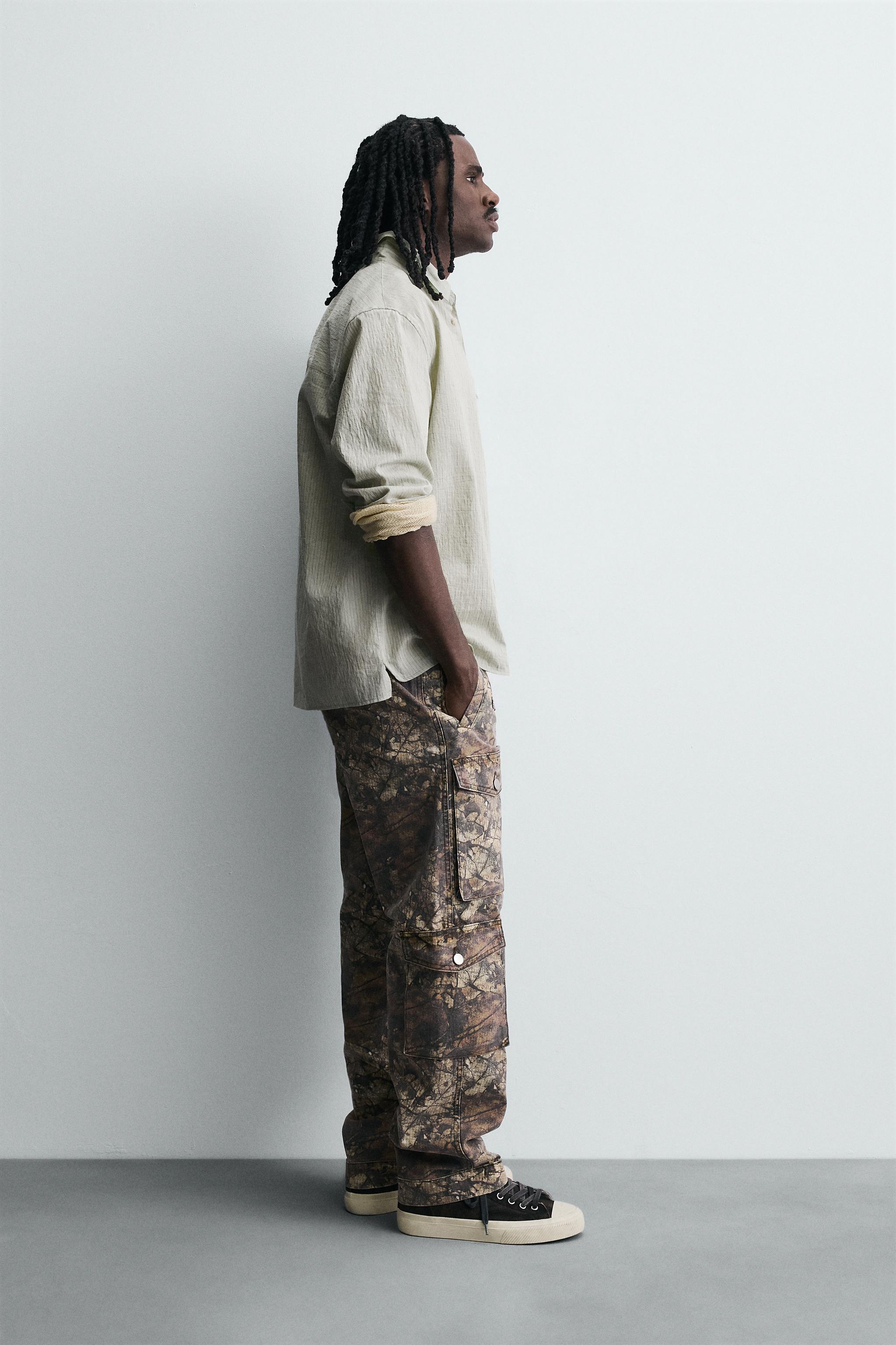 ABSTRACT PRINT POCKET CARGO PANTS