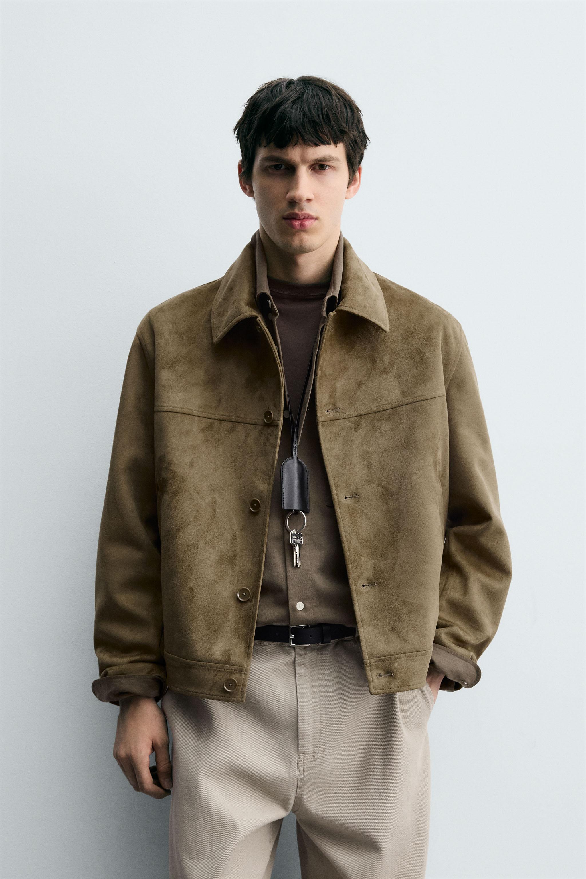 REGULAR FIT FAUX SUEDE JACKET