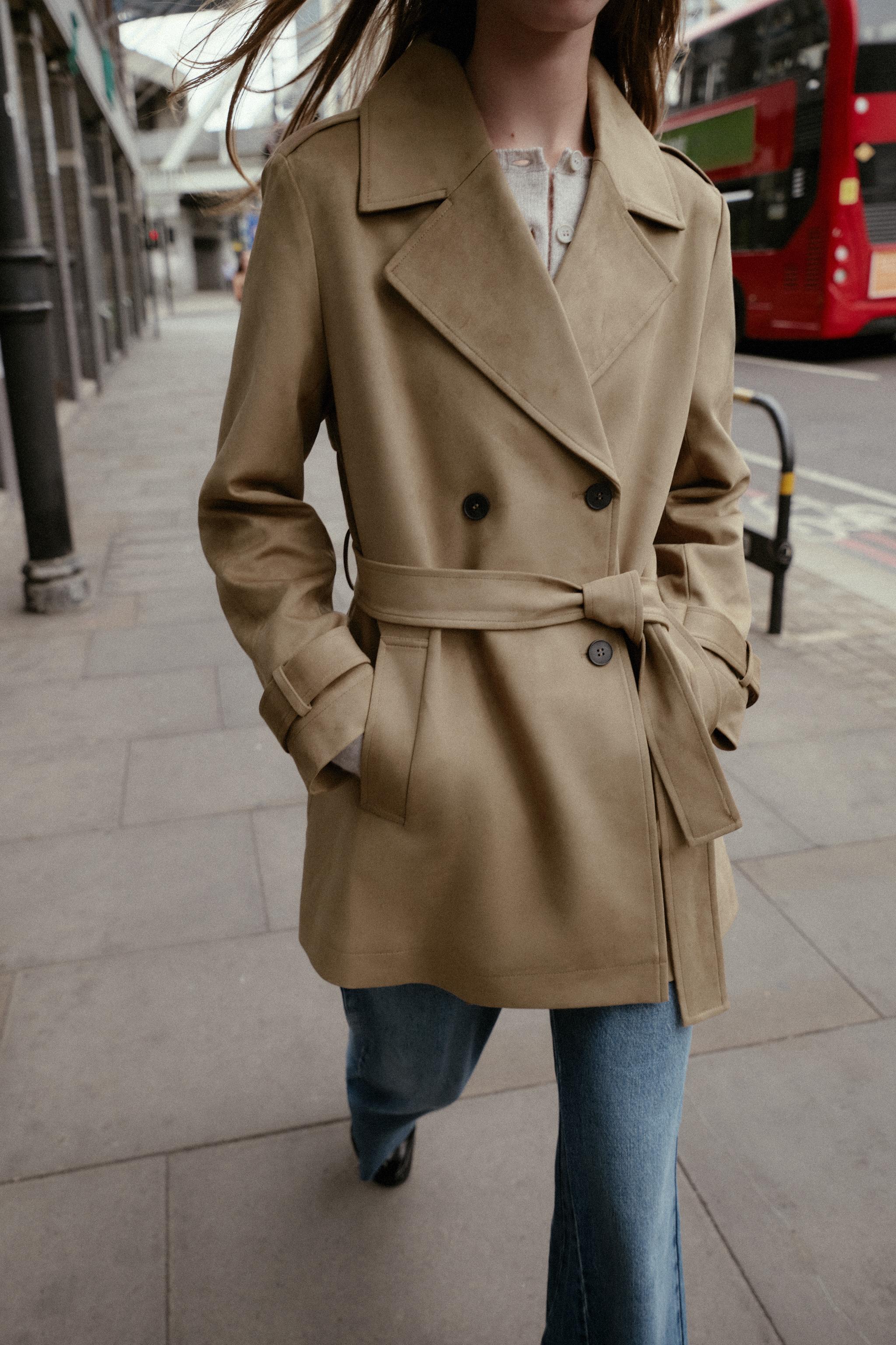 FAUX SUEDE TRENCH COAT