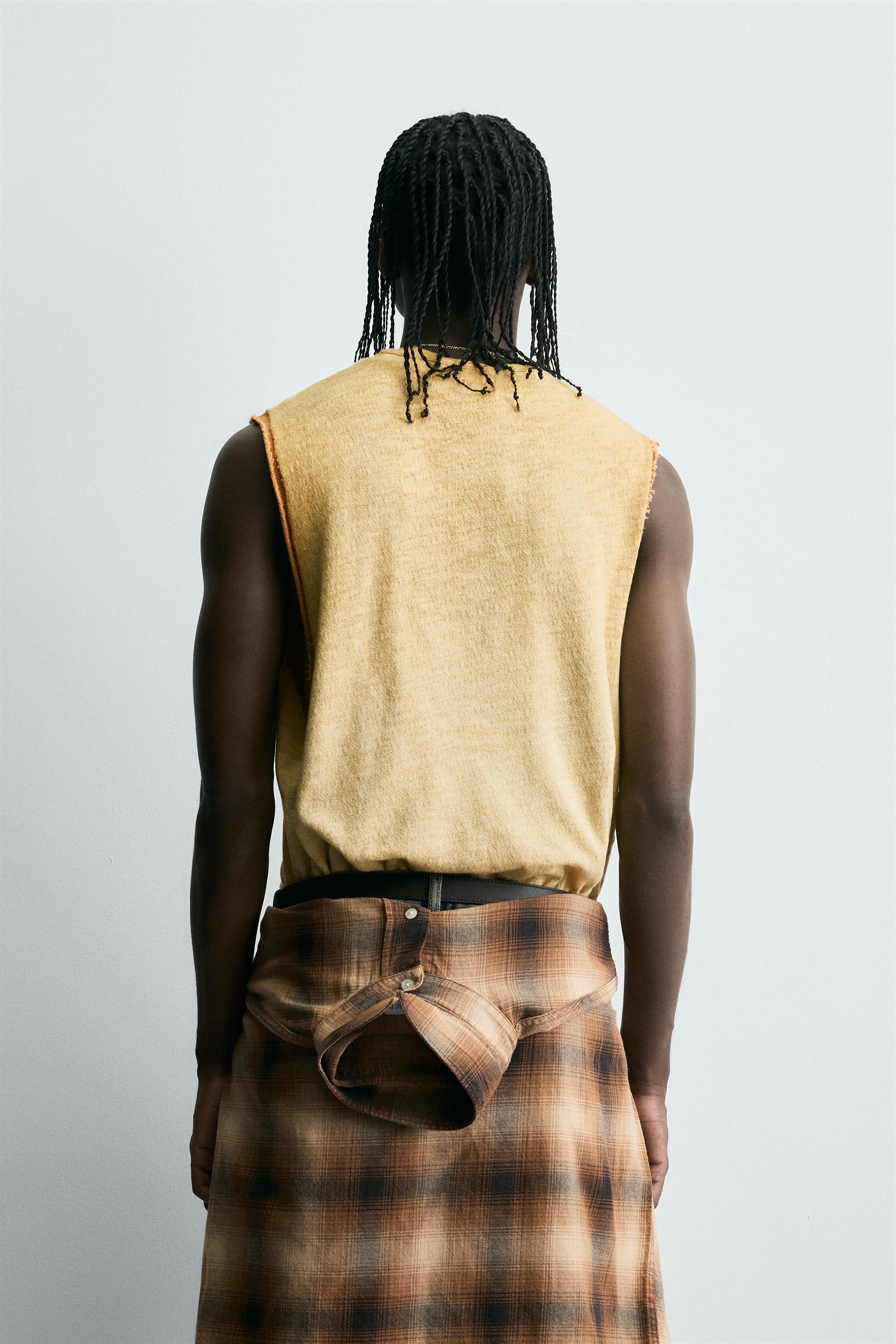 WASHED PRINT KNIT TANK TOP