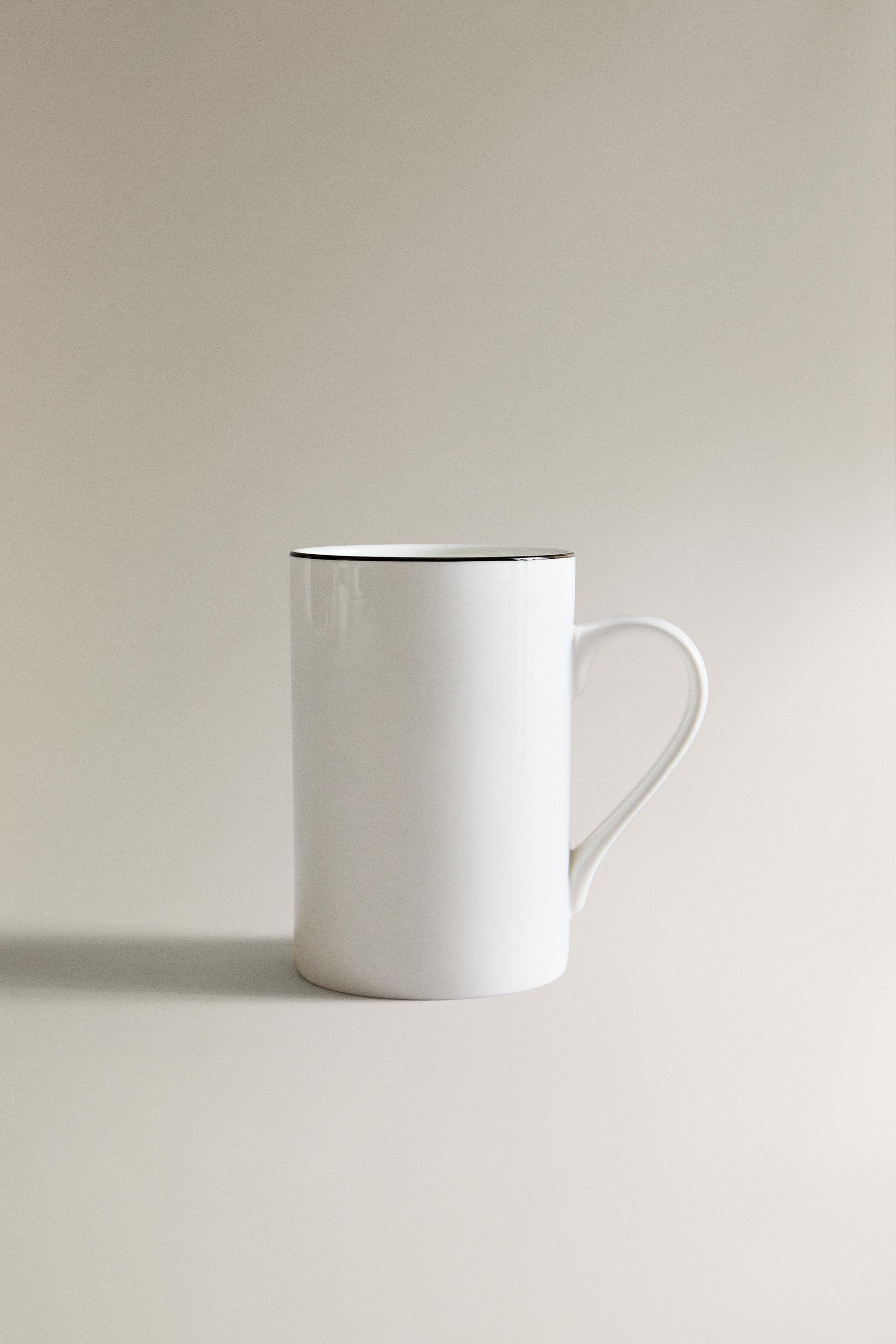 BONE CHINA MUG WITH BLACK RIM