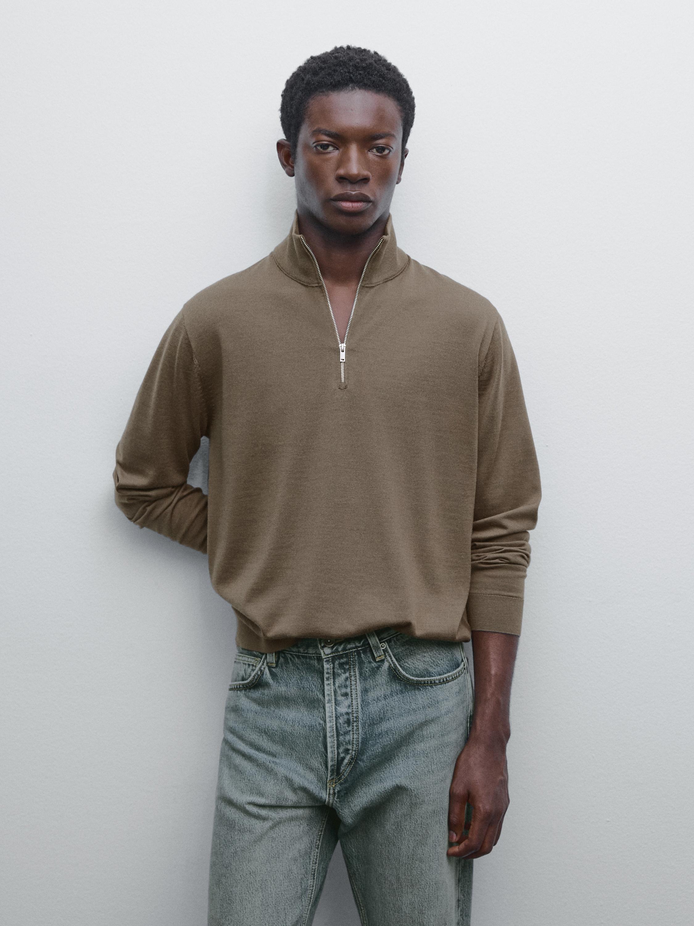 Quarter-zip knit sweater