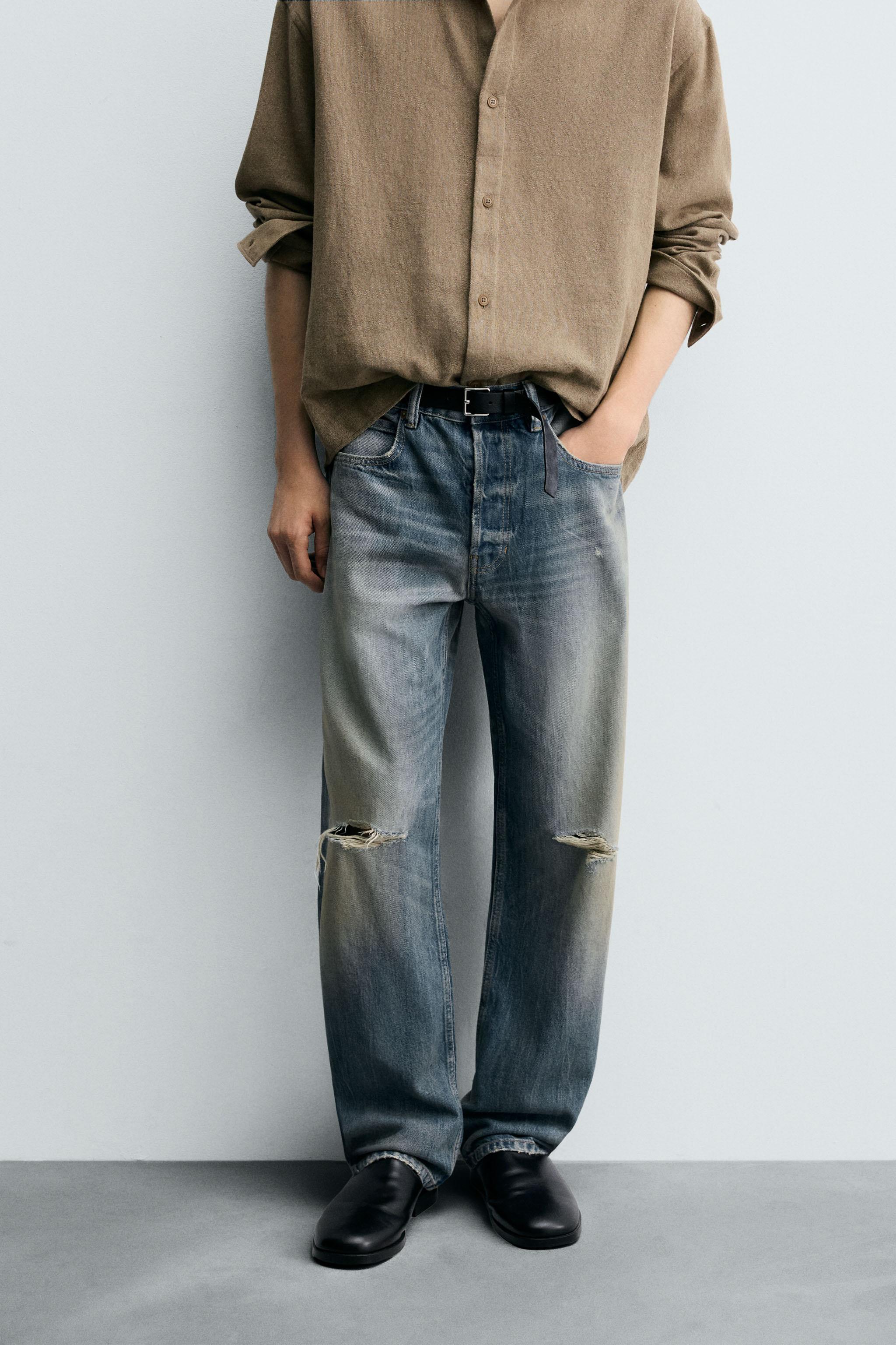 RIPPED REGULAR STRAIGHT FIT JEANS