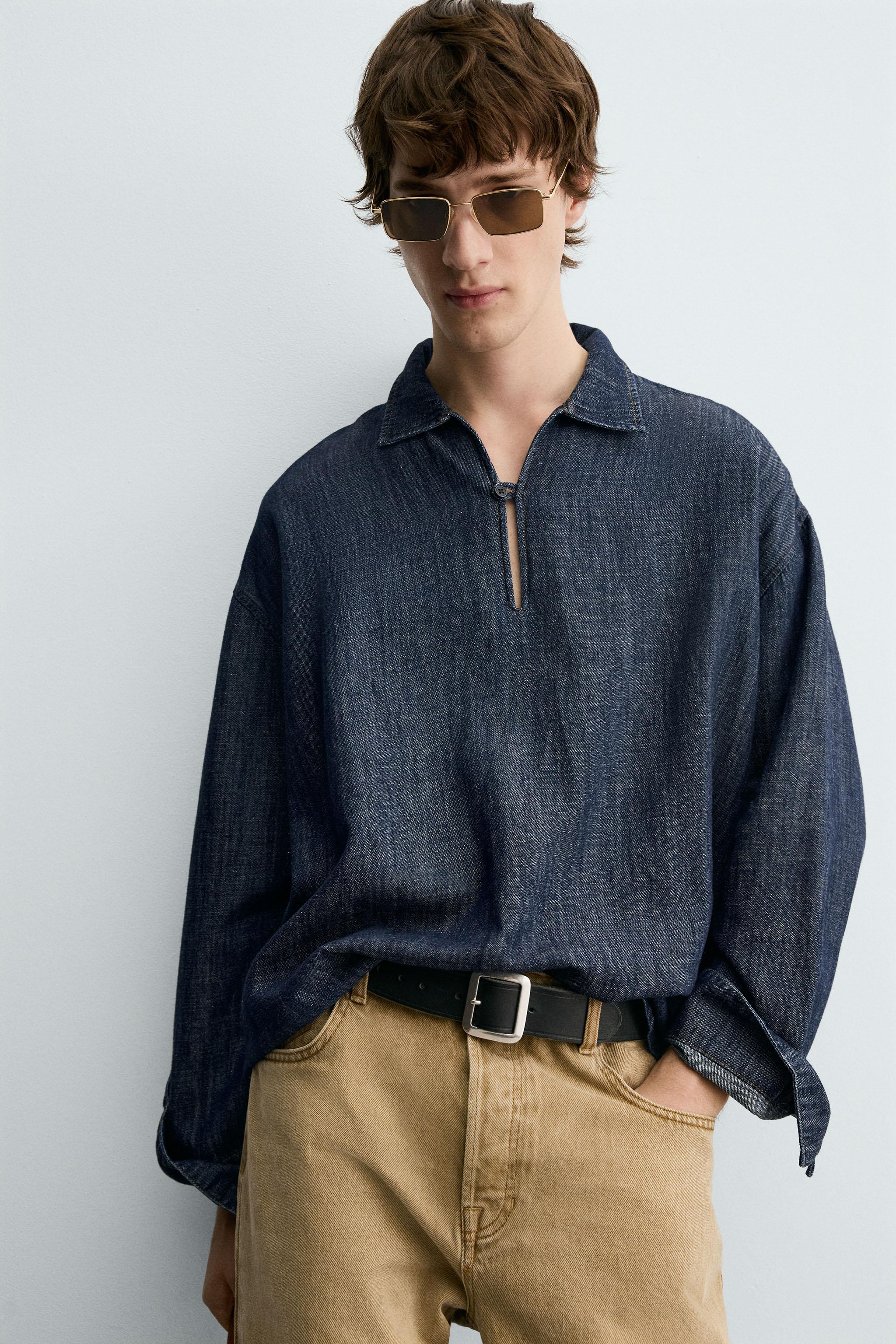 COTTON-LINEN DENIM SHIRT