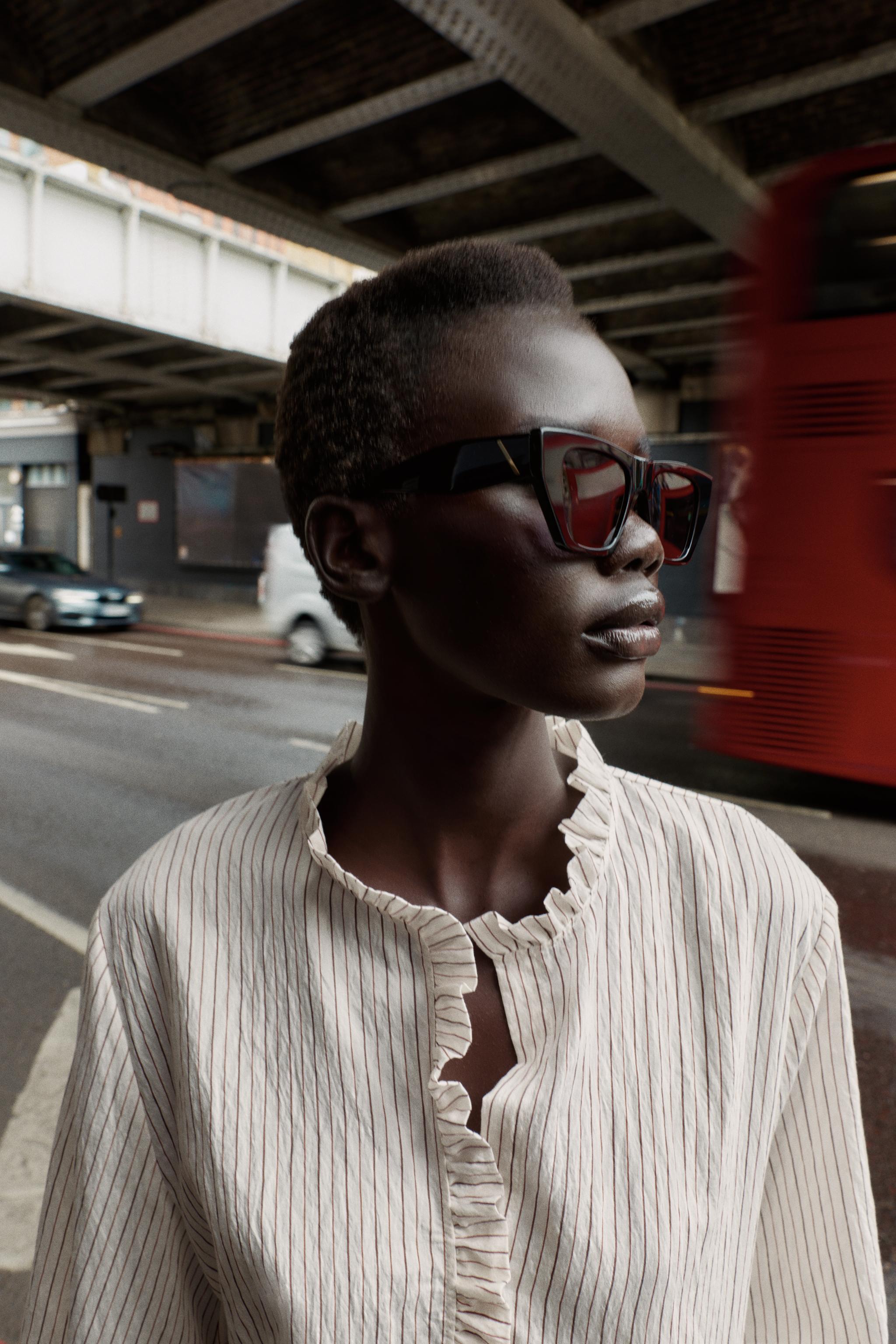 RUFFLED STRIPED SHIRT