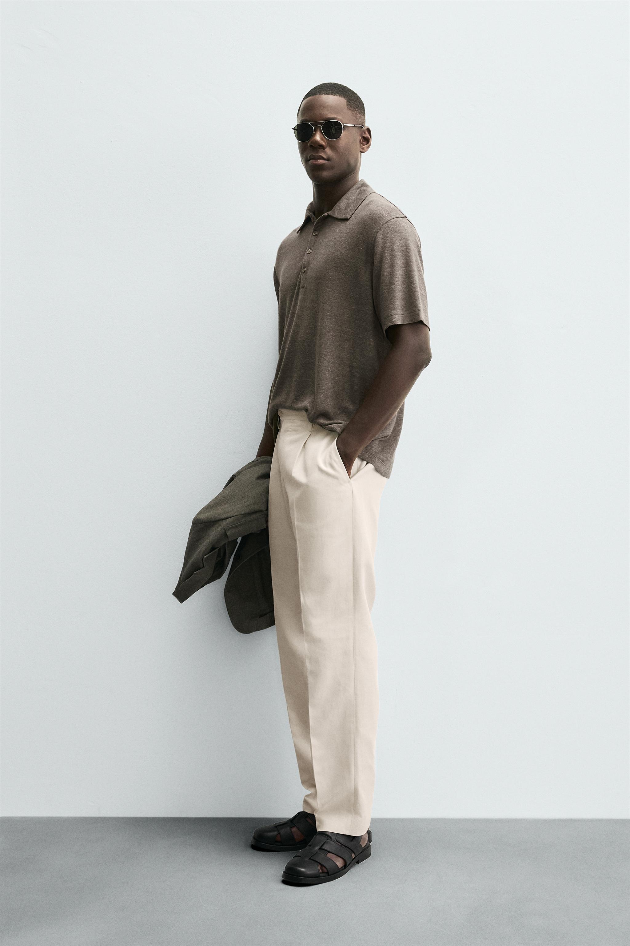 REGULAR FIT PLEATED PANTS