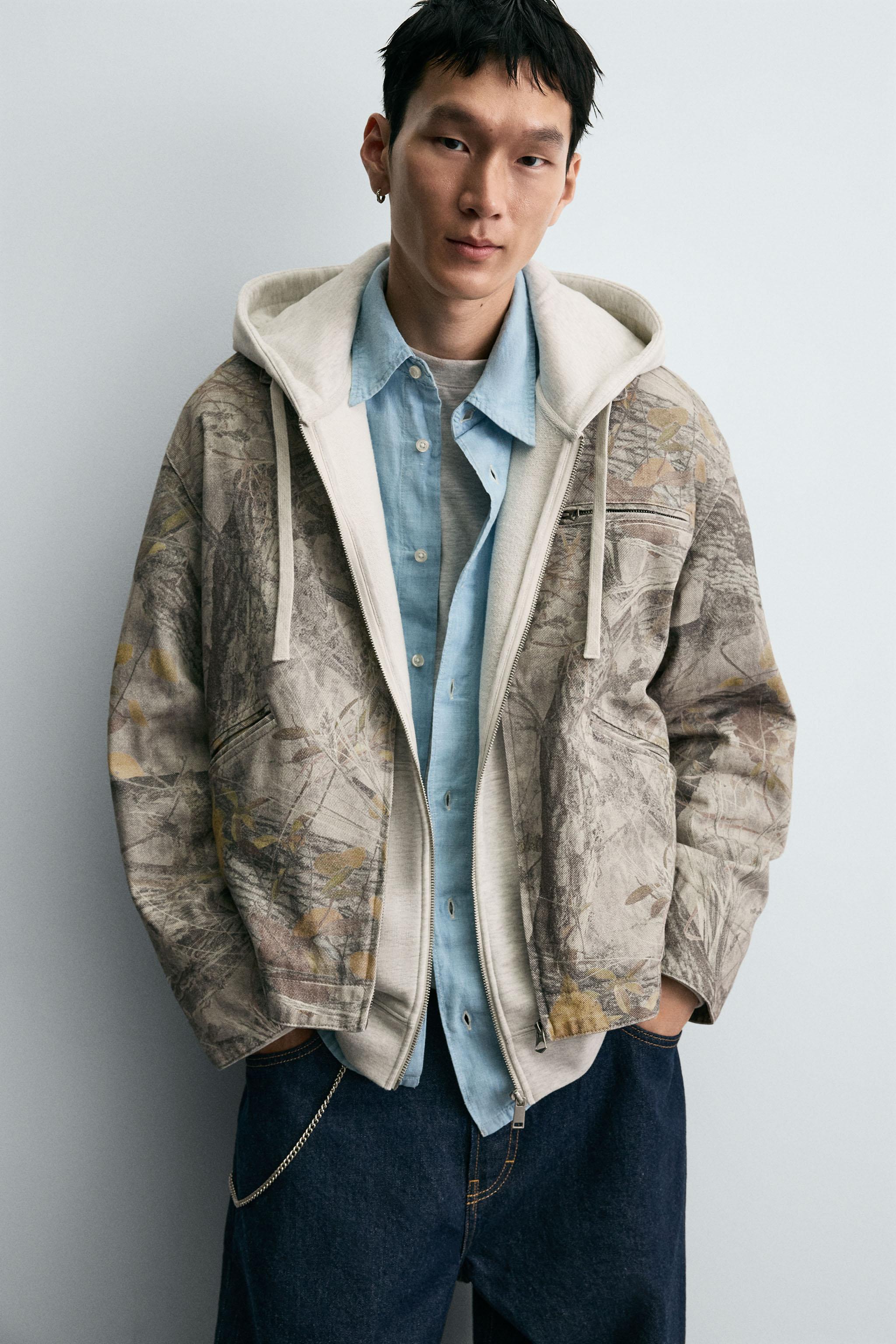 WASHED JACKET ABSTRACT PRINT