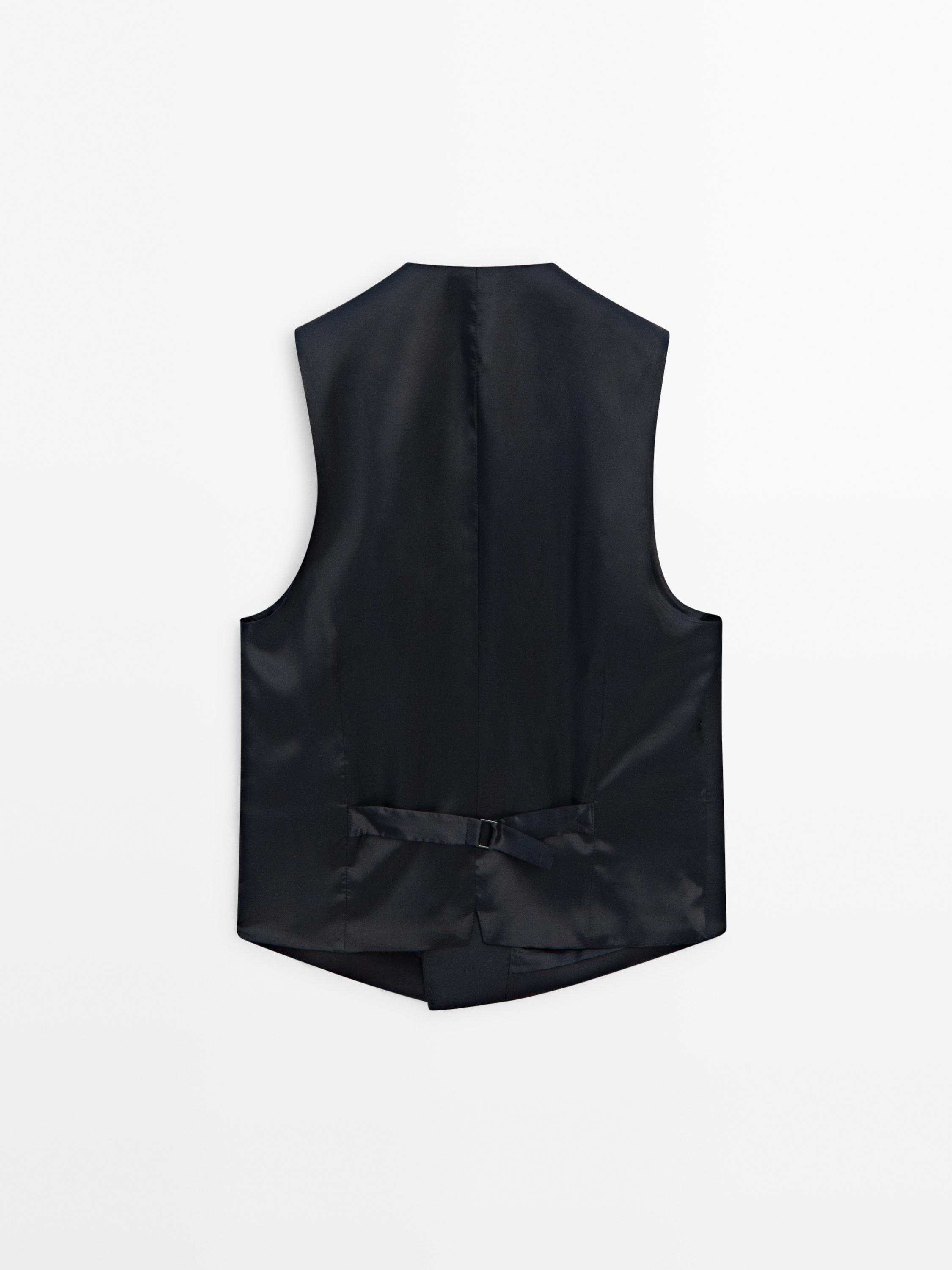 Plain 100% wool suit waistcoat