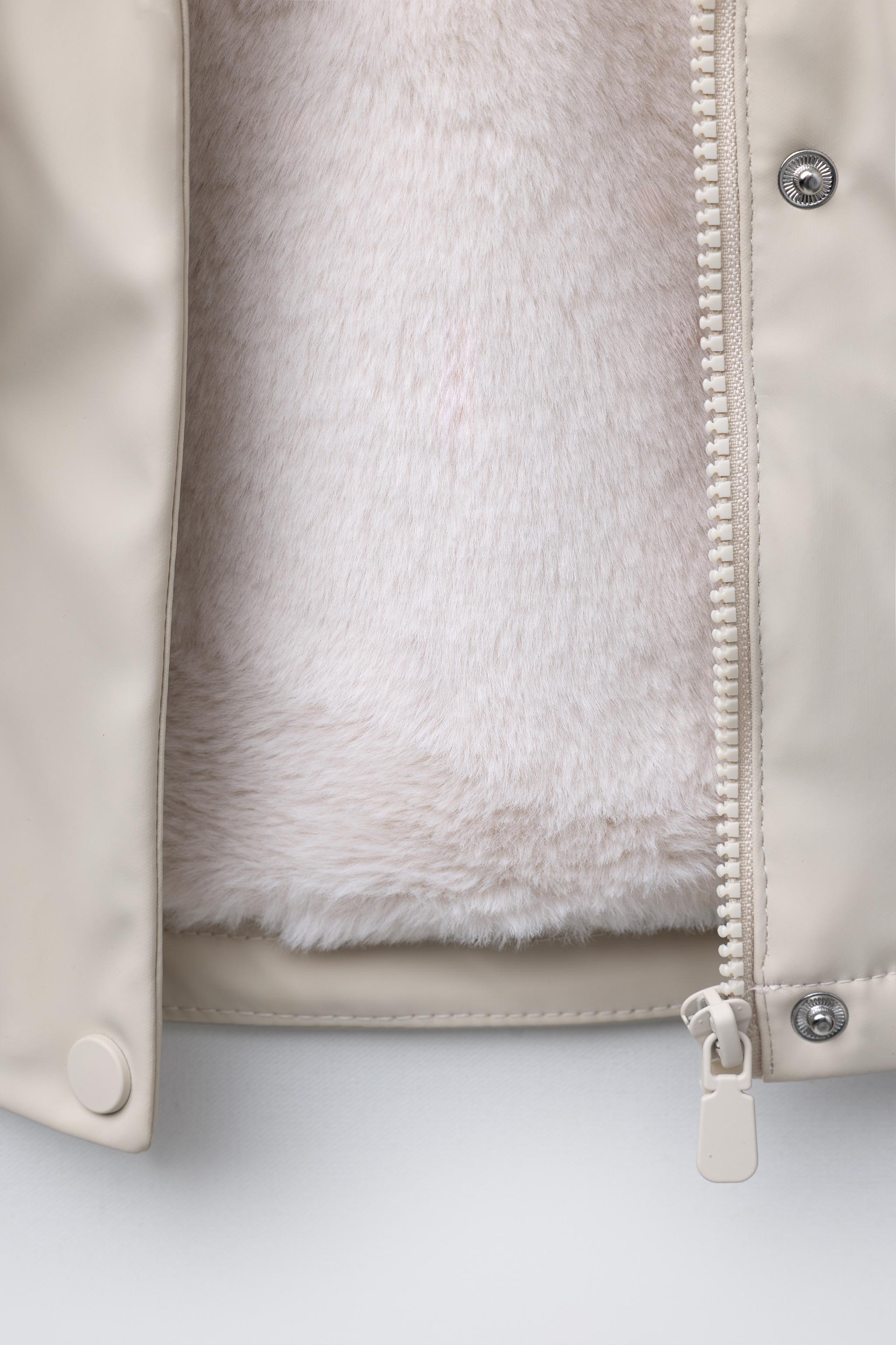 WATER REPELLENT COATED FAUX FUR JACKET