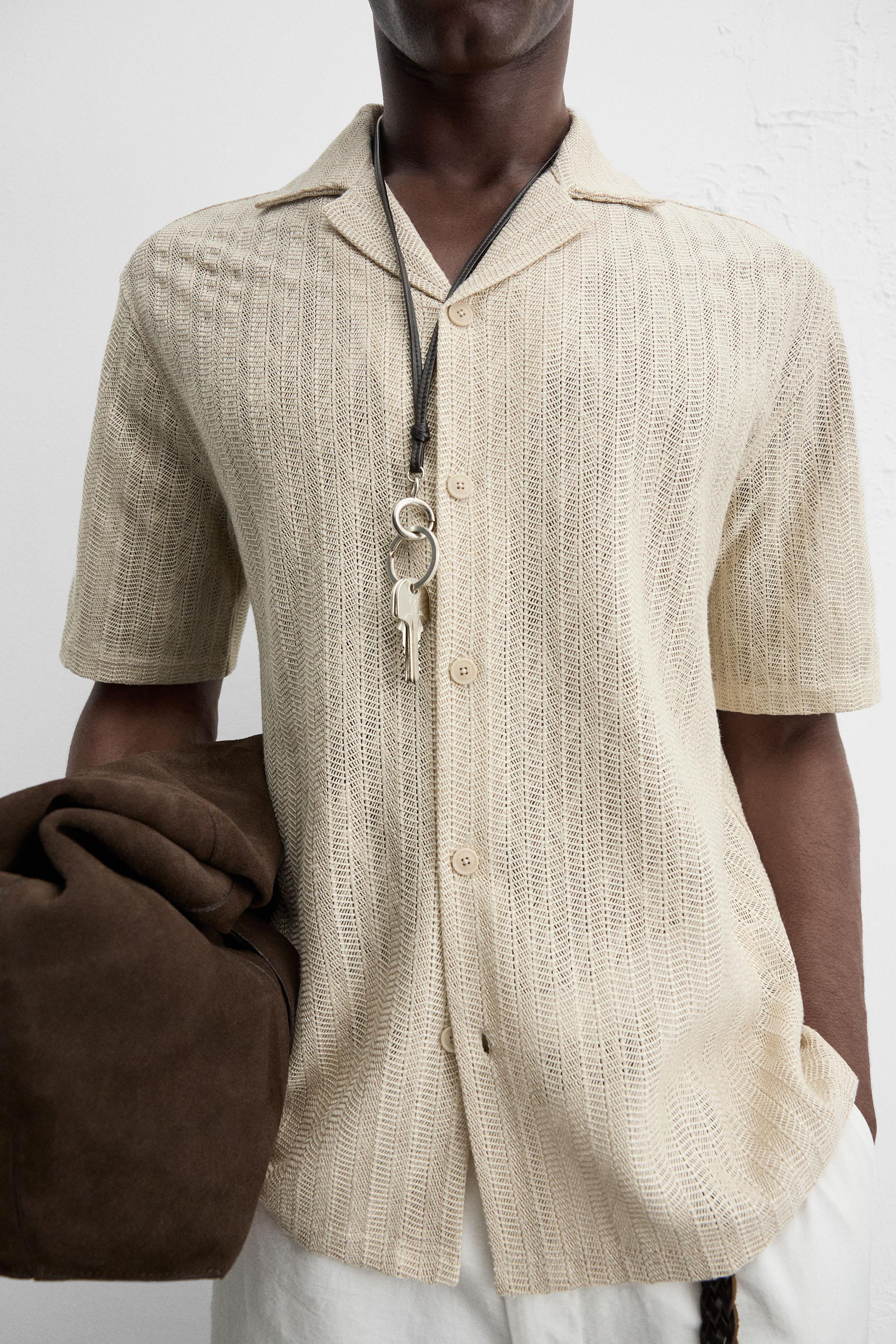 OPEN WEAVE HERRINGBONE SHIRT