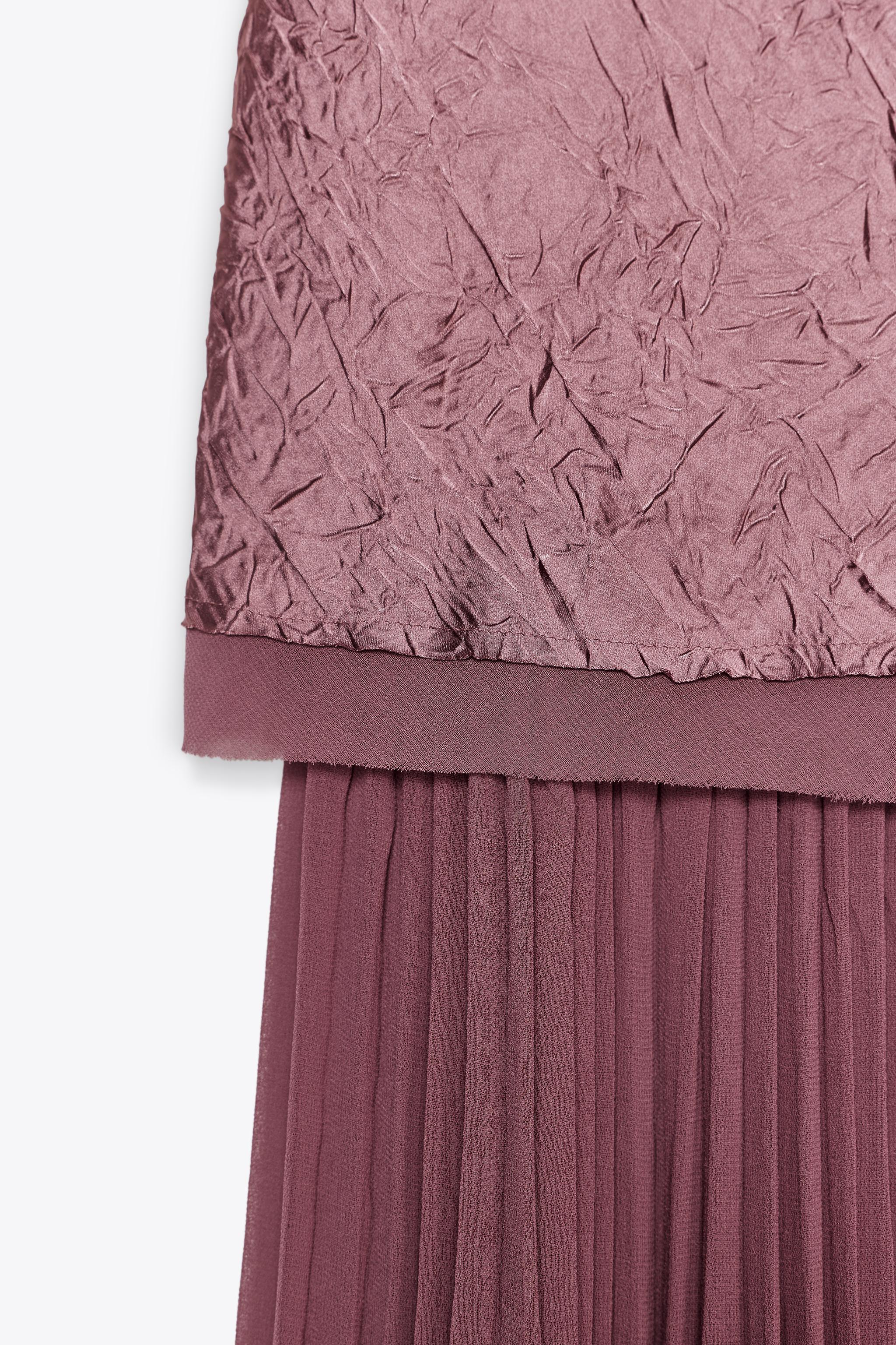 PLEATED COMBINATION MIDI DRESS