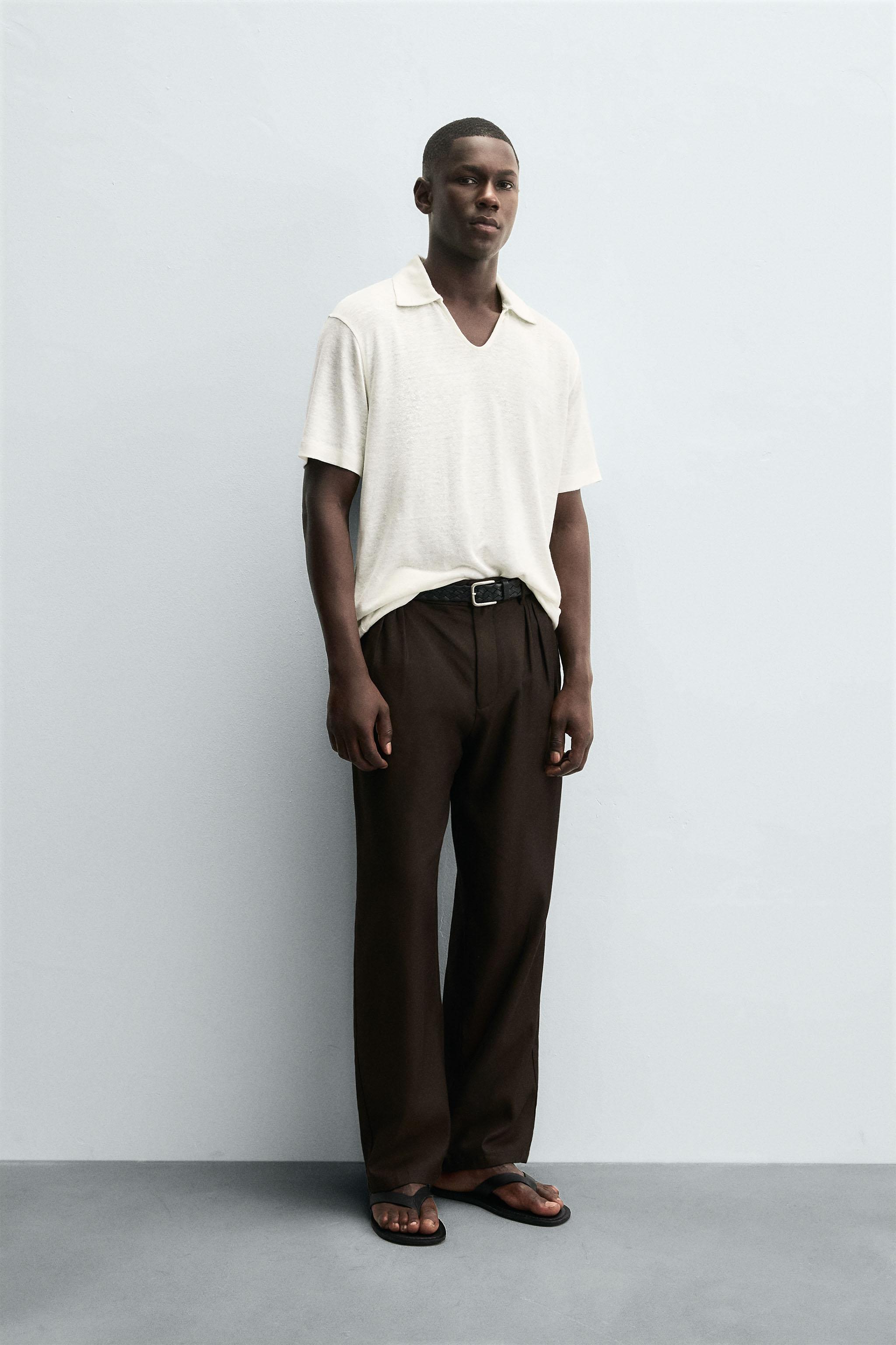 HEMP VISCOSE BLEND KNIT POLO SHIRT