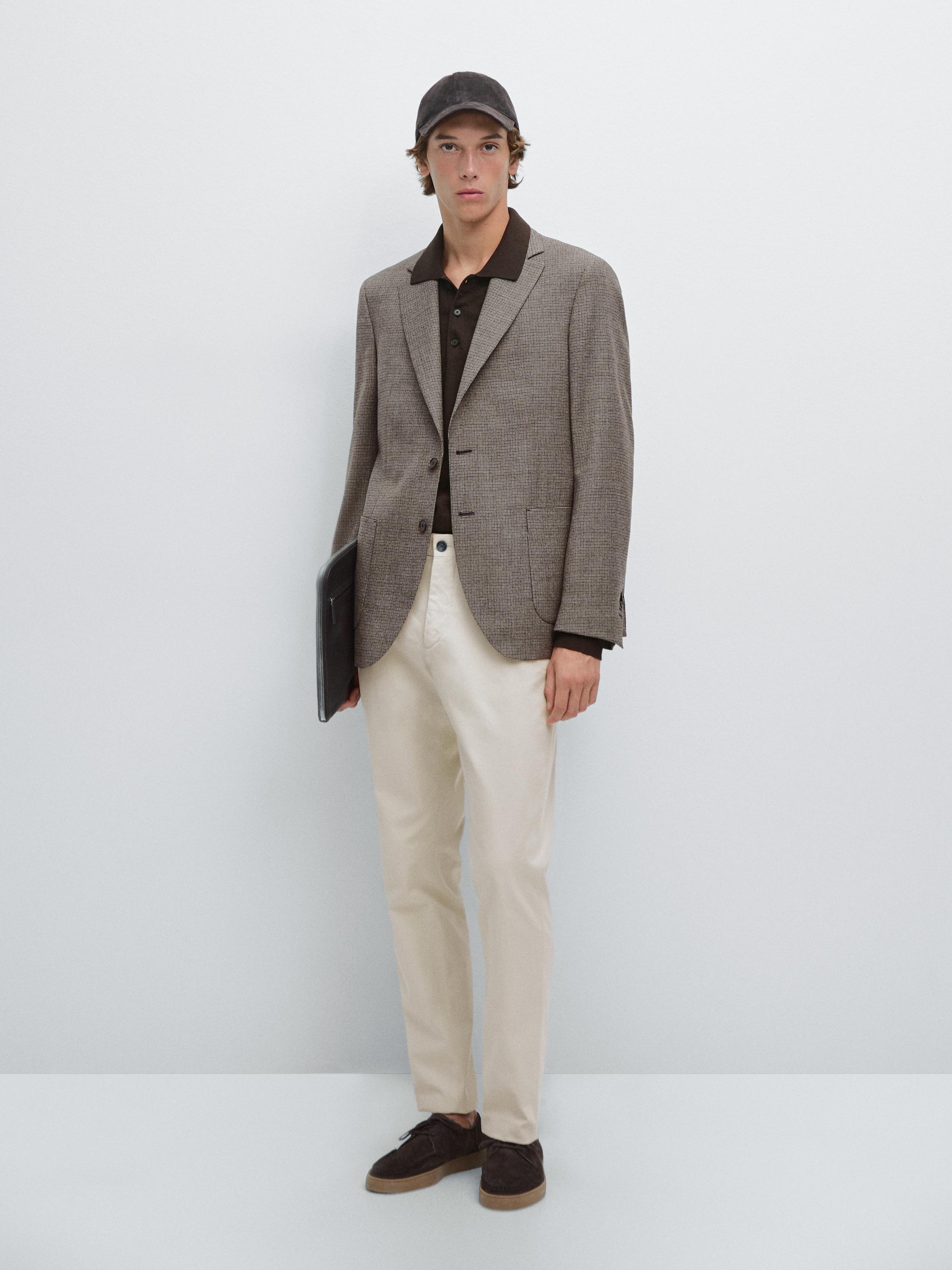 Slim fit textured trousers