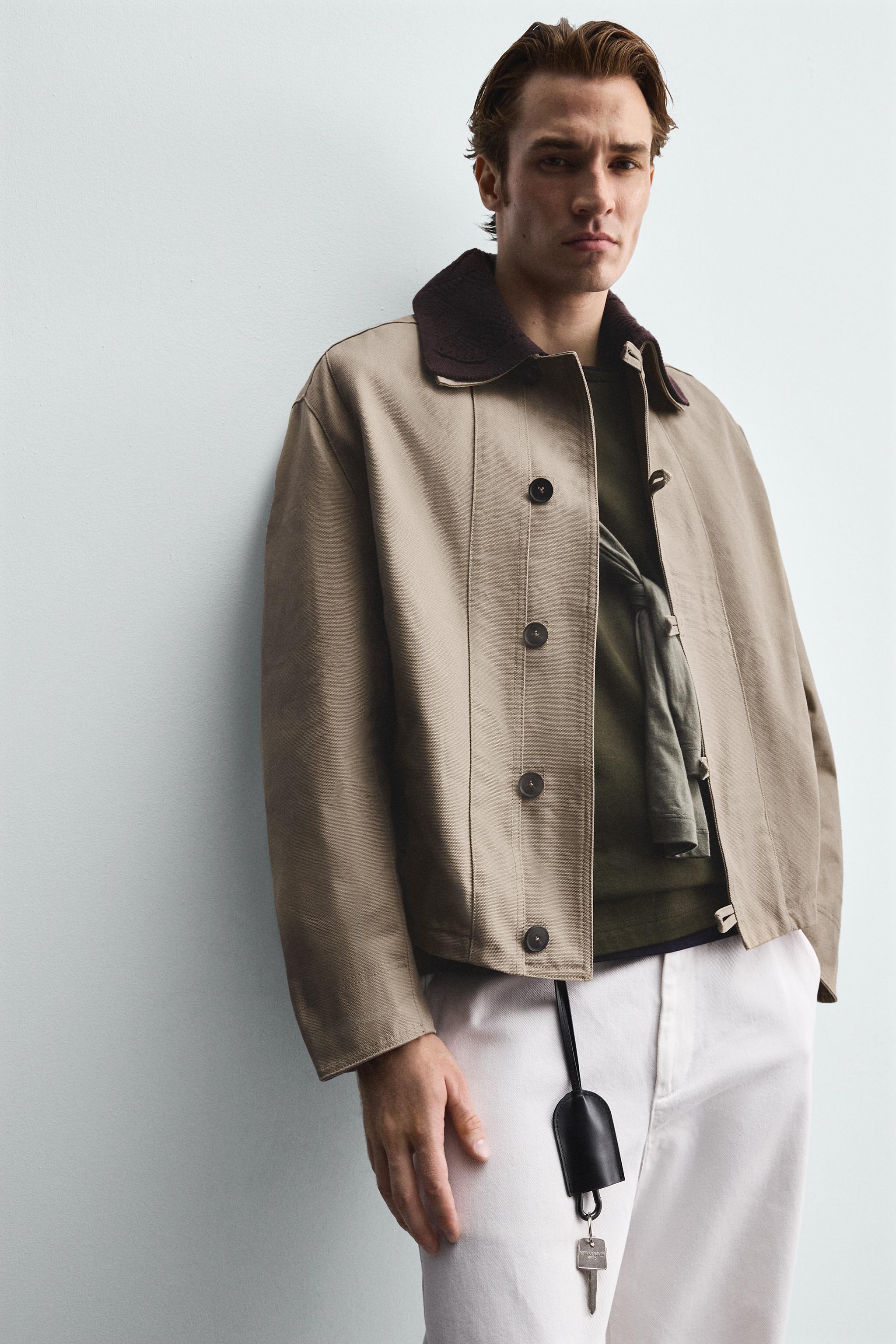 CONTRAST CROCHET COLLAR JACKET