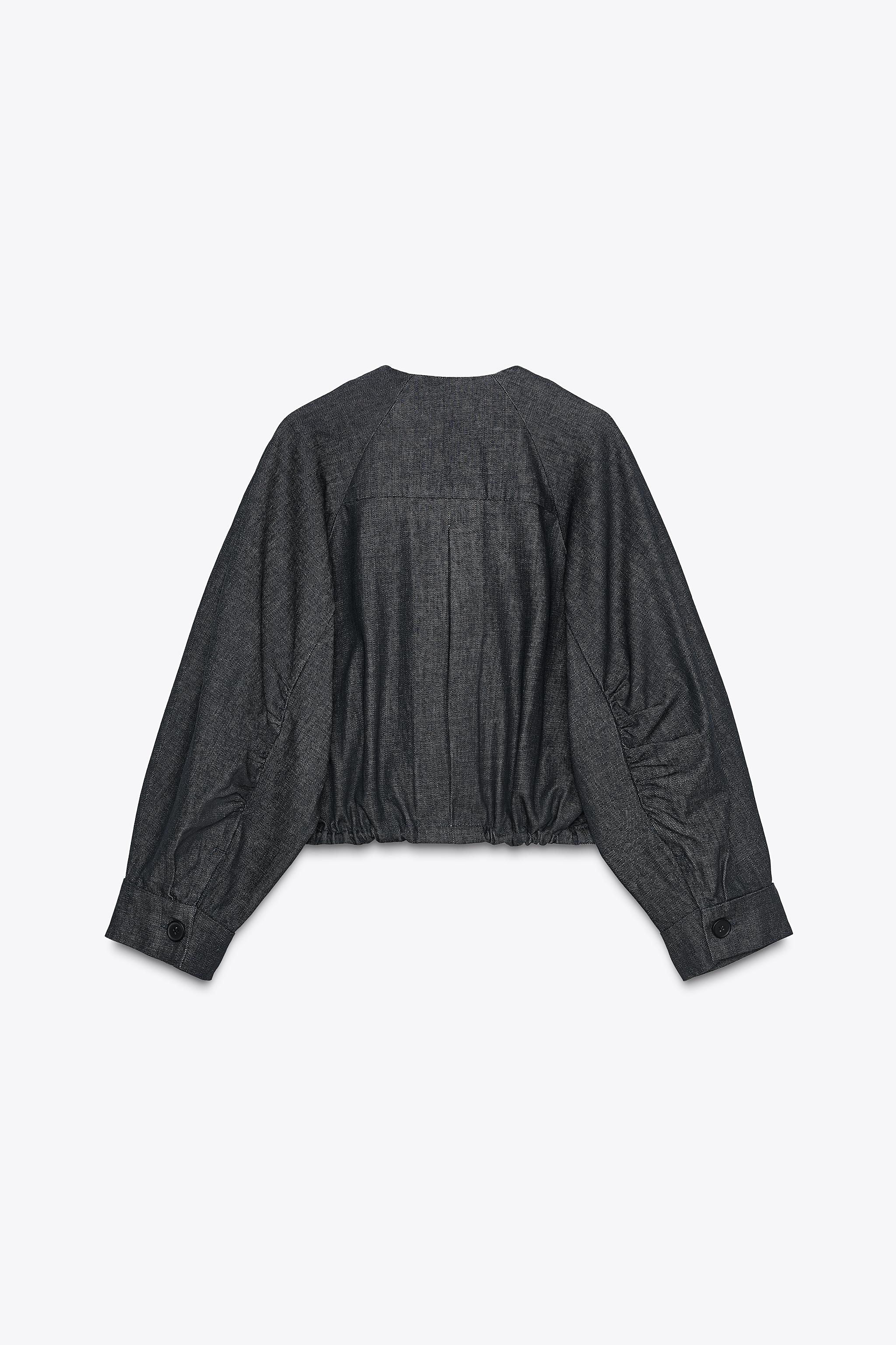 ZW COLLECTION DENIM PUFFER BOMBER JACKET