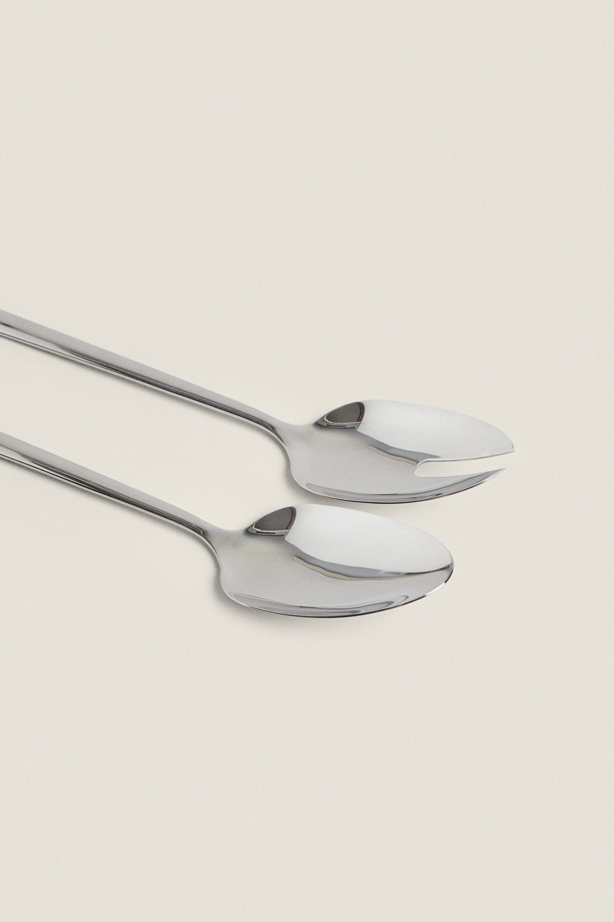 SET OF SHINY STEEL SALAD FLATWARE (SET OF 2)
