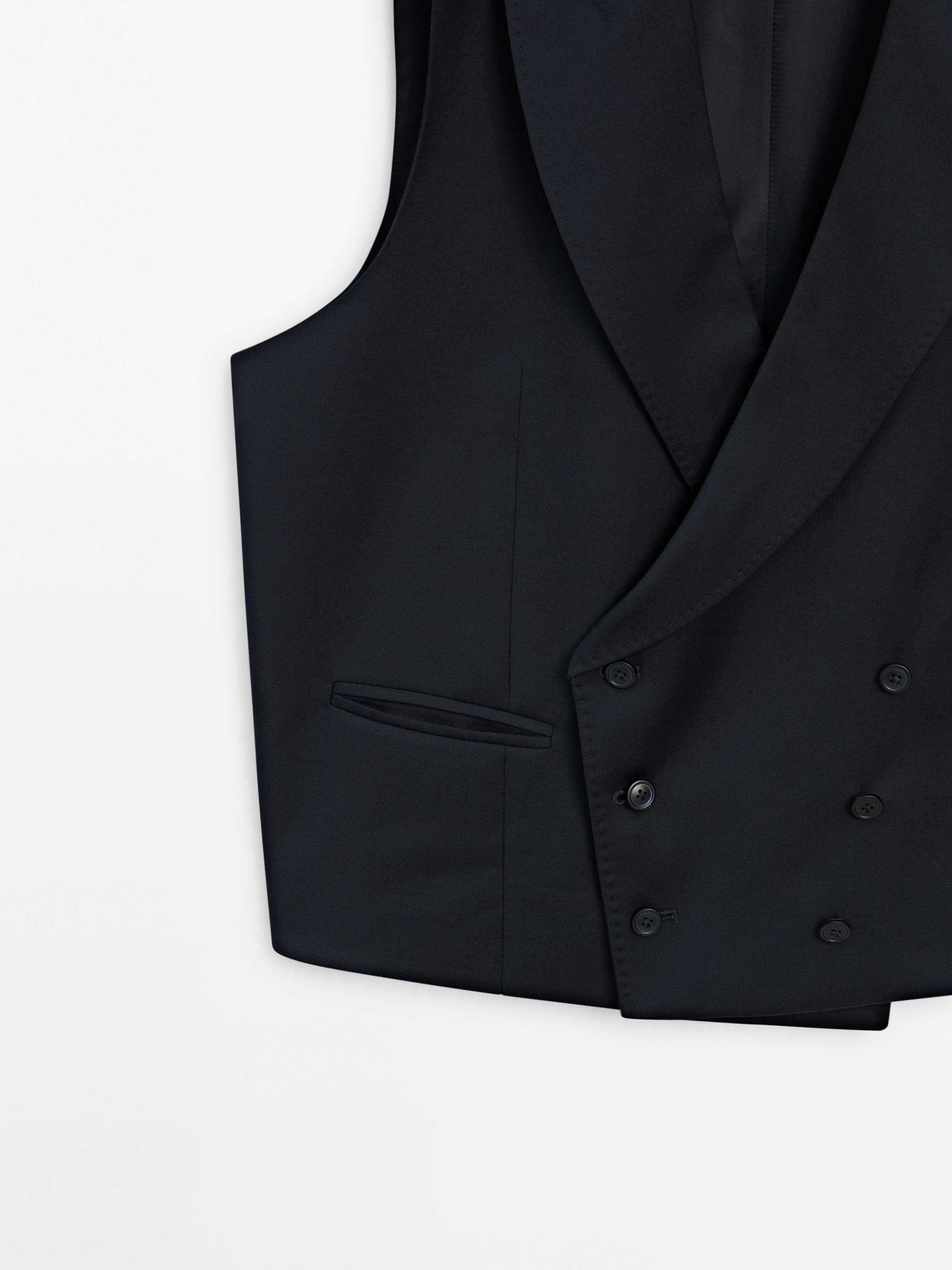 Plain 100% wool suit waistcoat