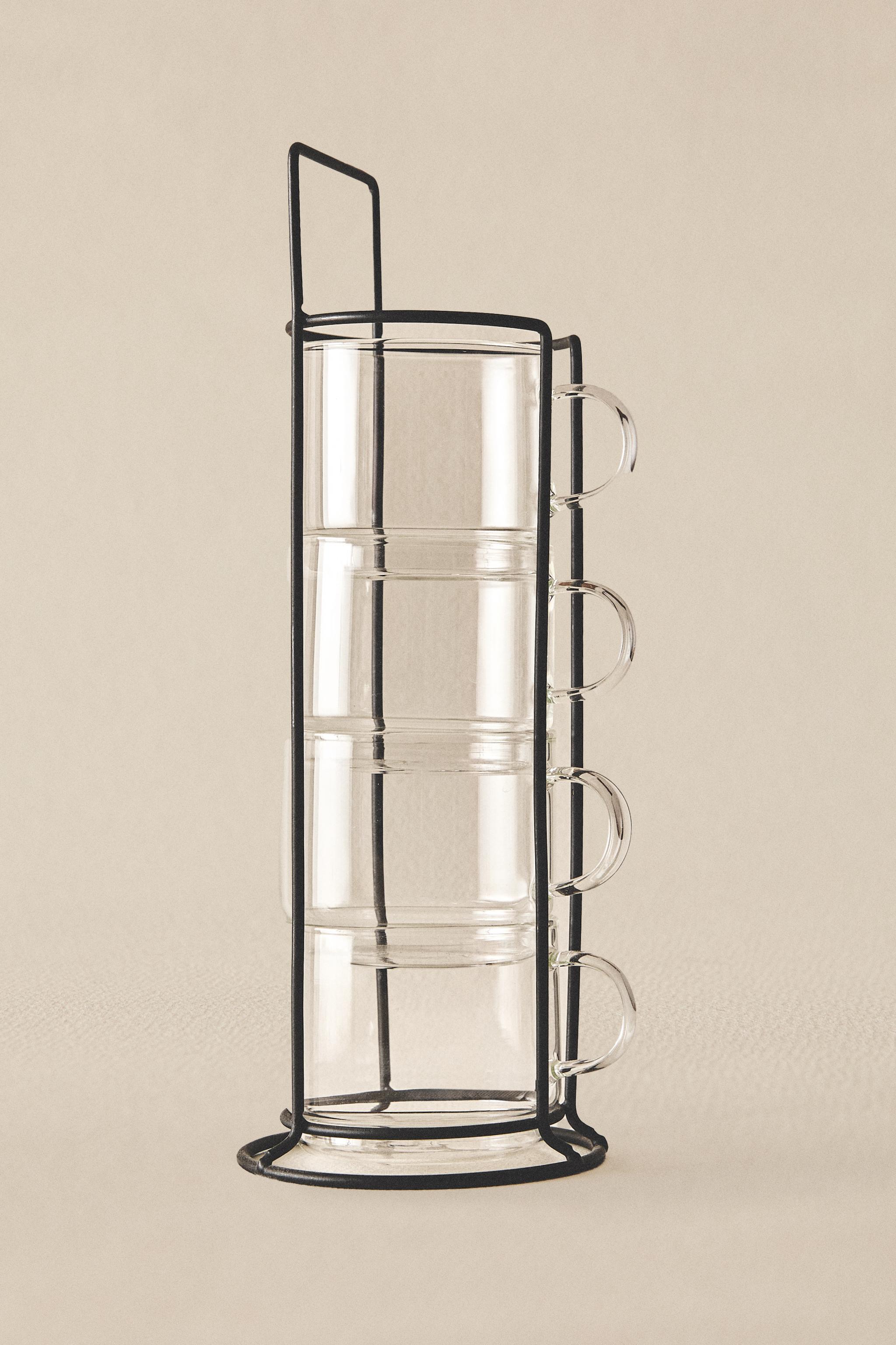 BOROSILICATE GLASS CUP TOWER (SET OF 4)
