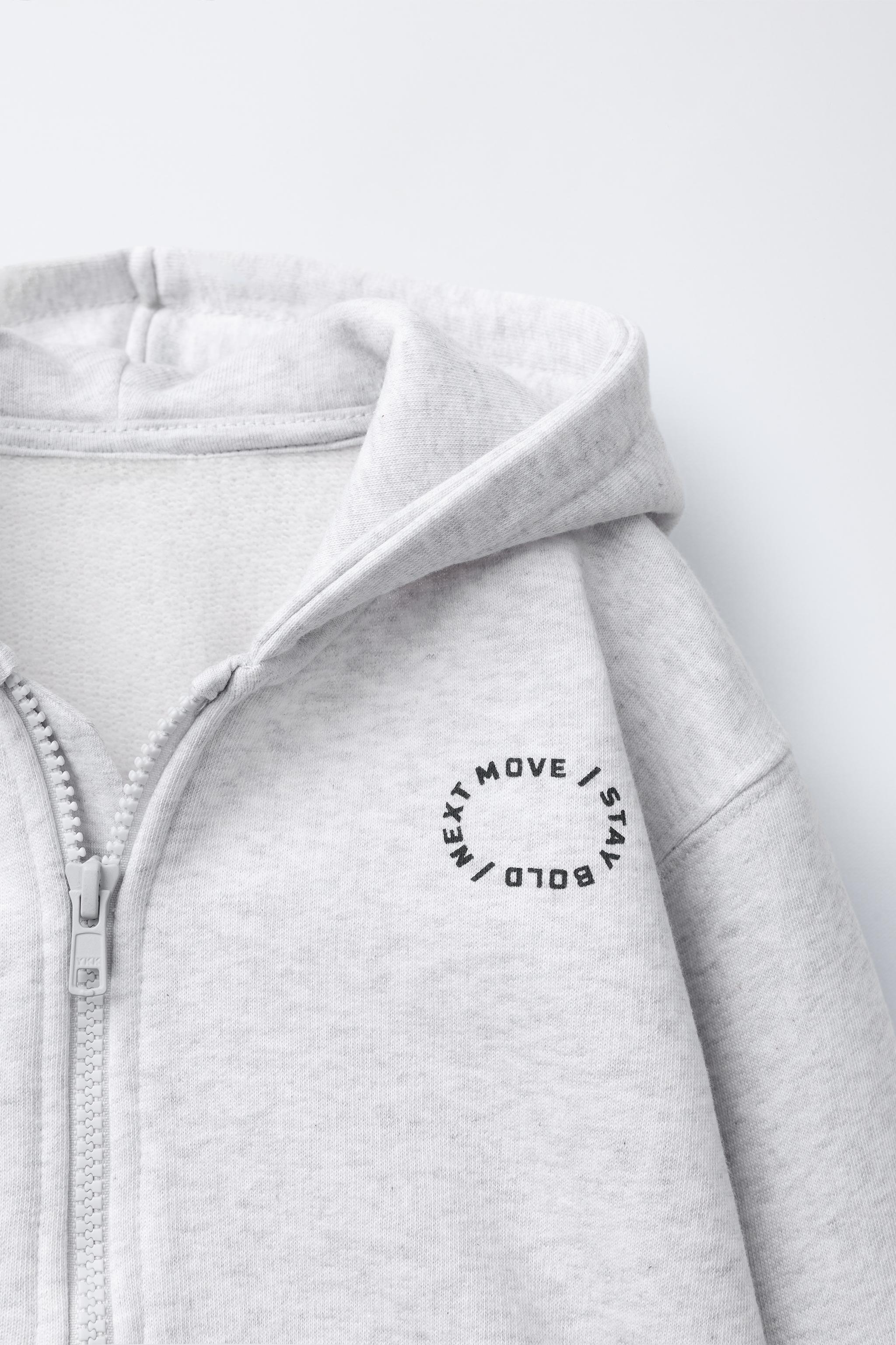 BASIC TEXT ZIP-UP SWEATSHIRT