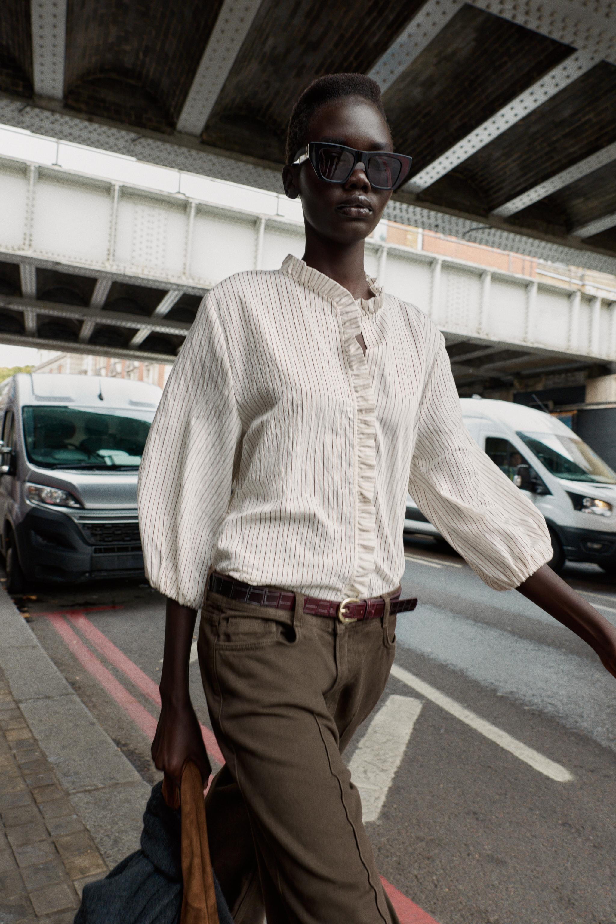RUFFLED STRIPED SHIRT