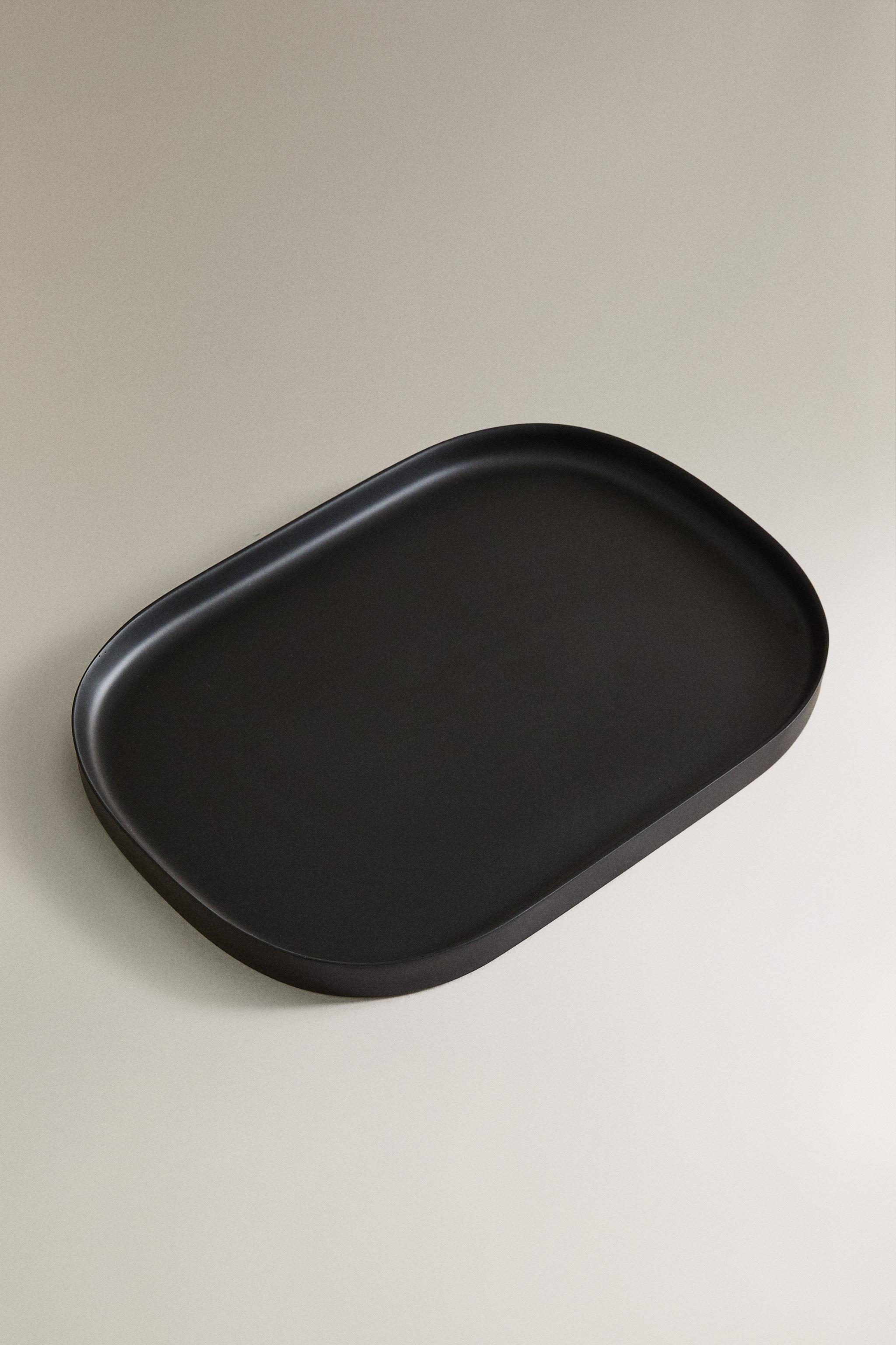 LARGE BLACK RESIN BATHROOM TRAY