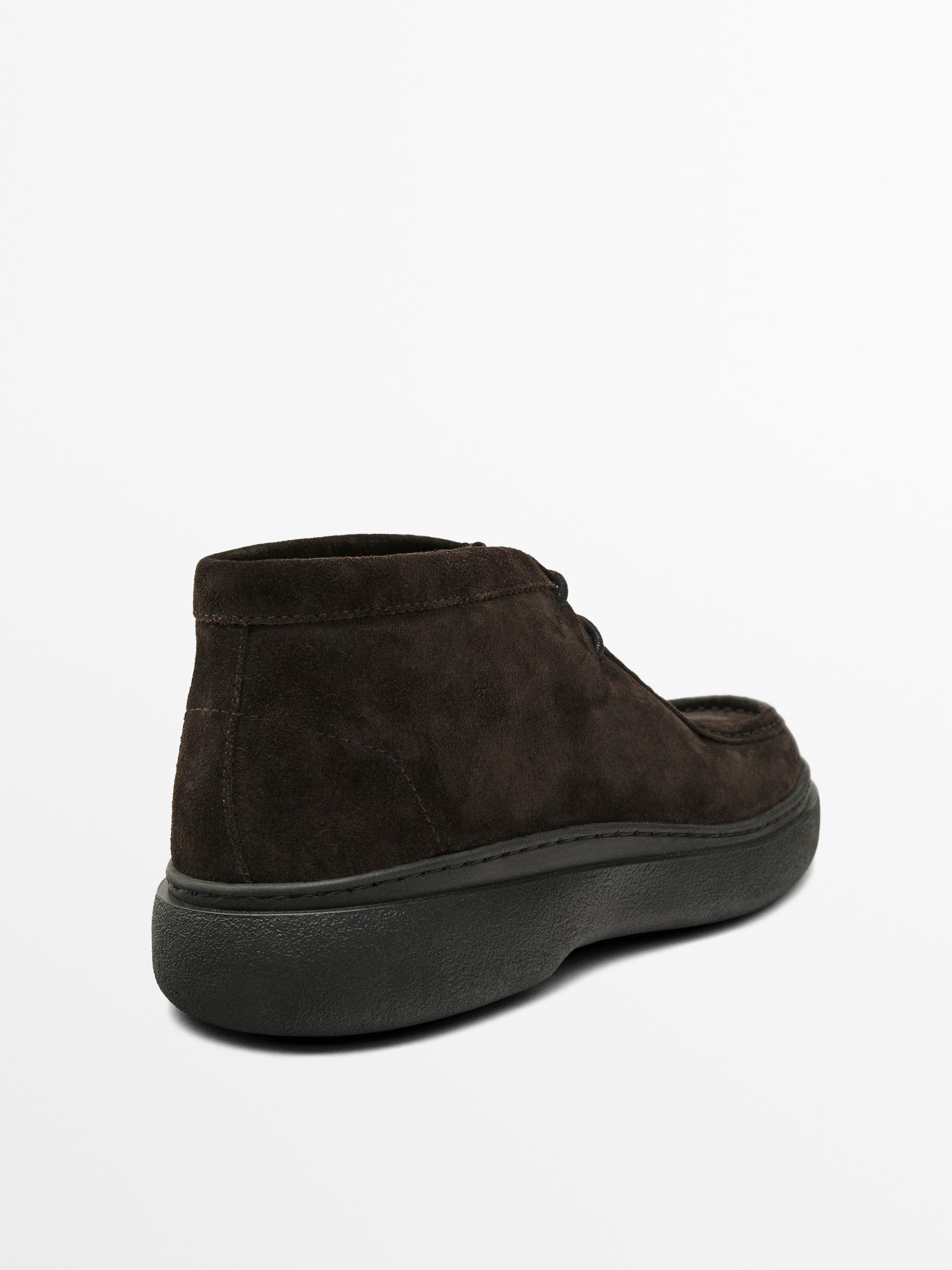 Moc toe split suede ankle boots