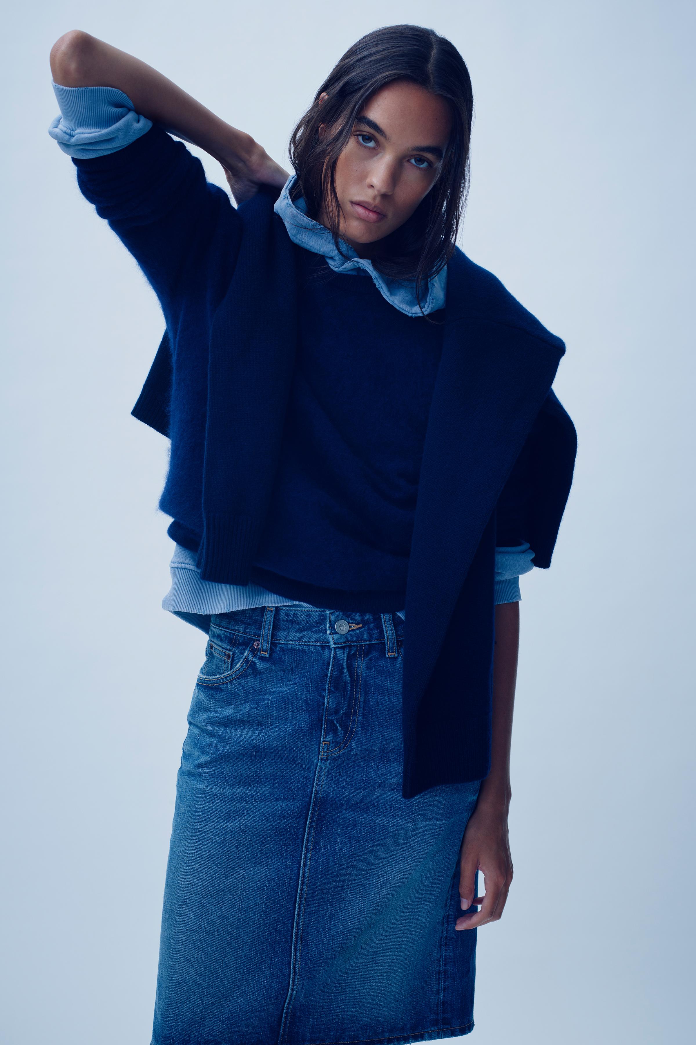 TRF MID-RISE DENIM SKIRT