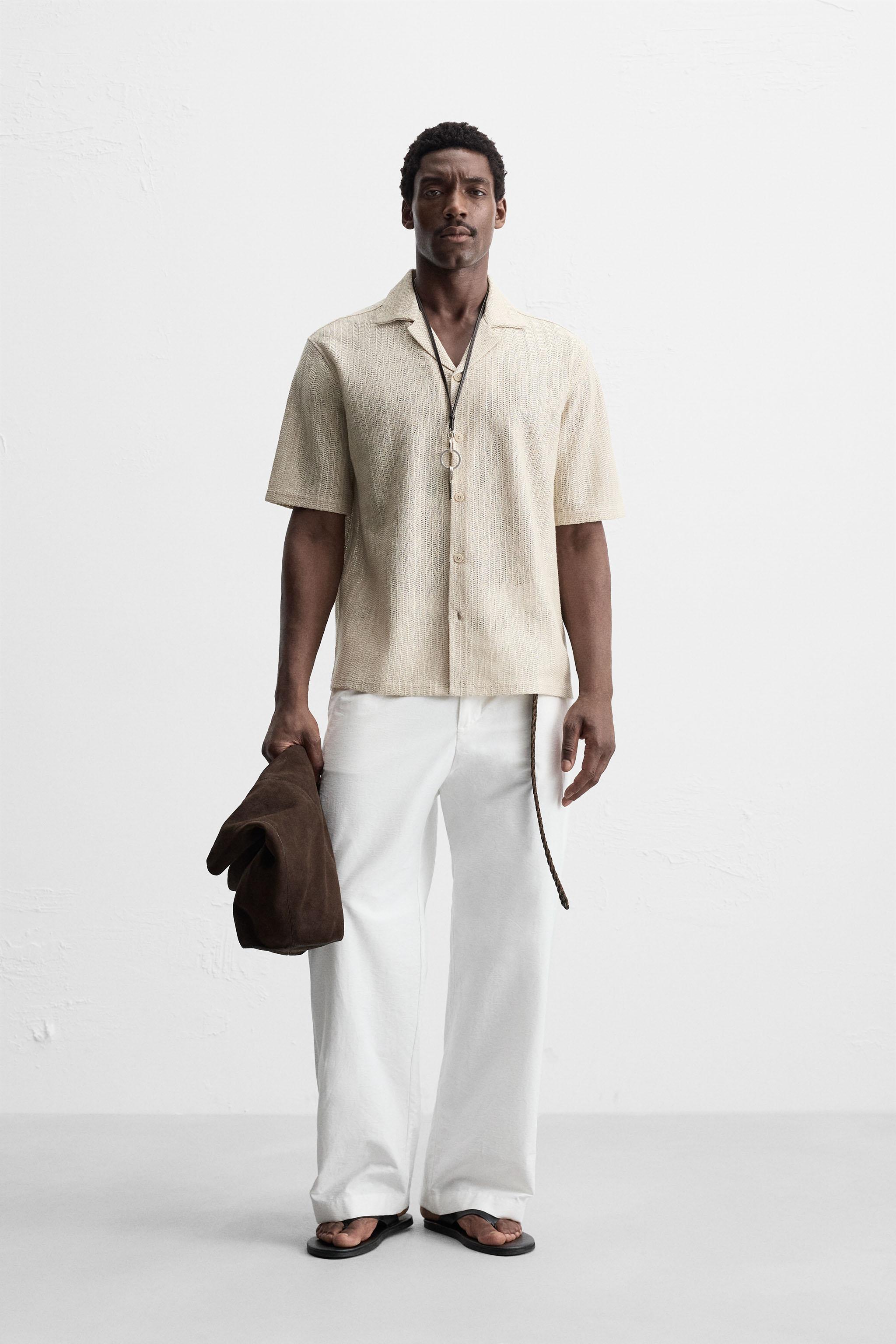 OPEN WEAVE HERRINGBONE SHIRT