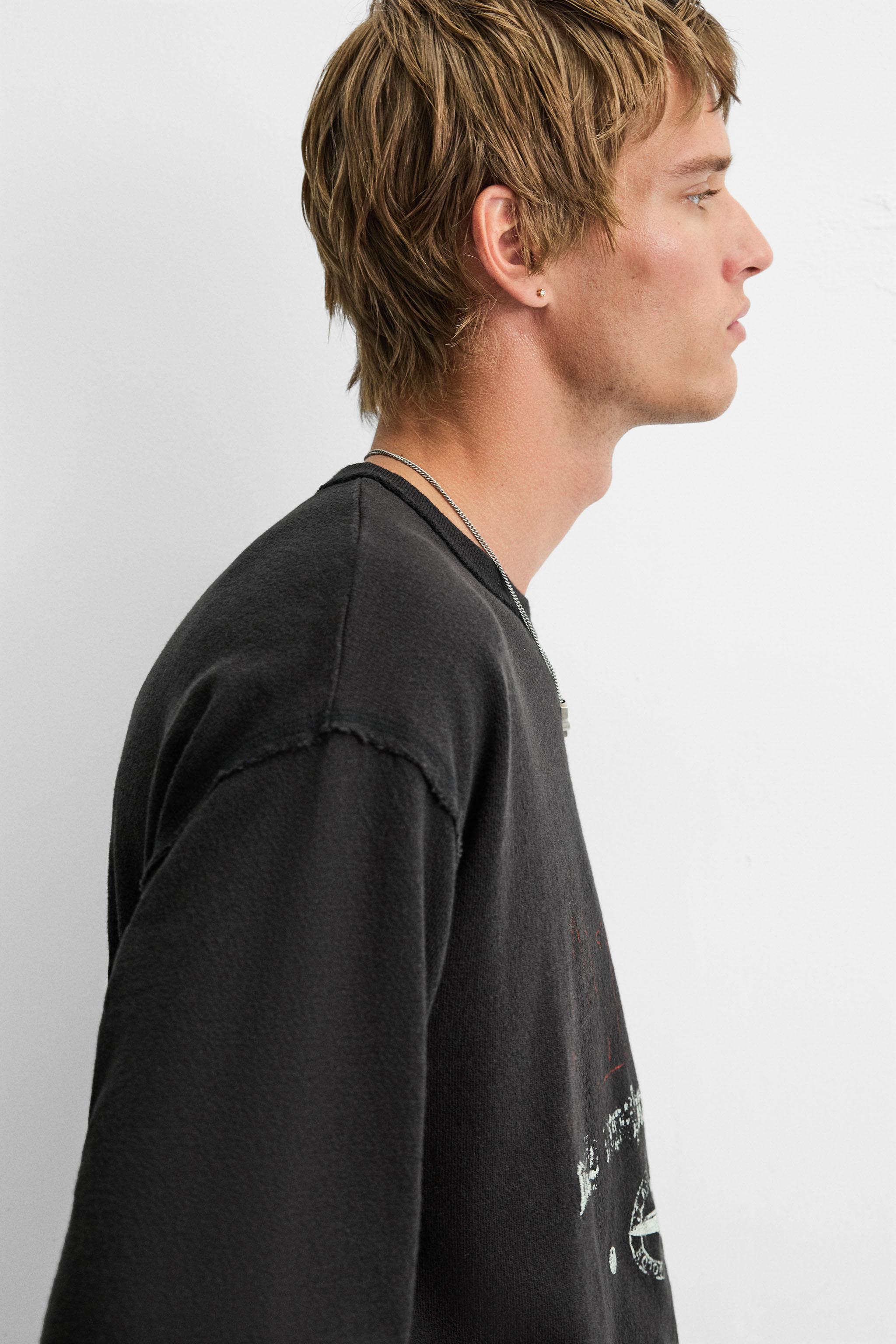 WASHED PRINT KNIT T-SHIRT