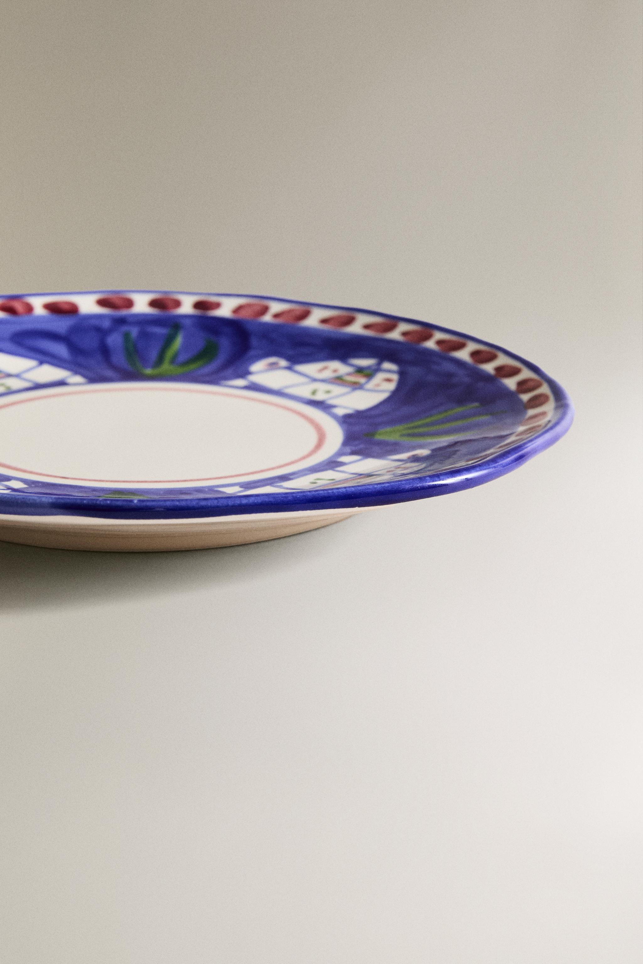 PAINTED CERAMIC DESSERT PLATE