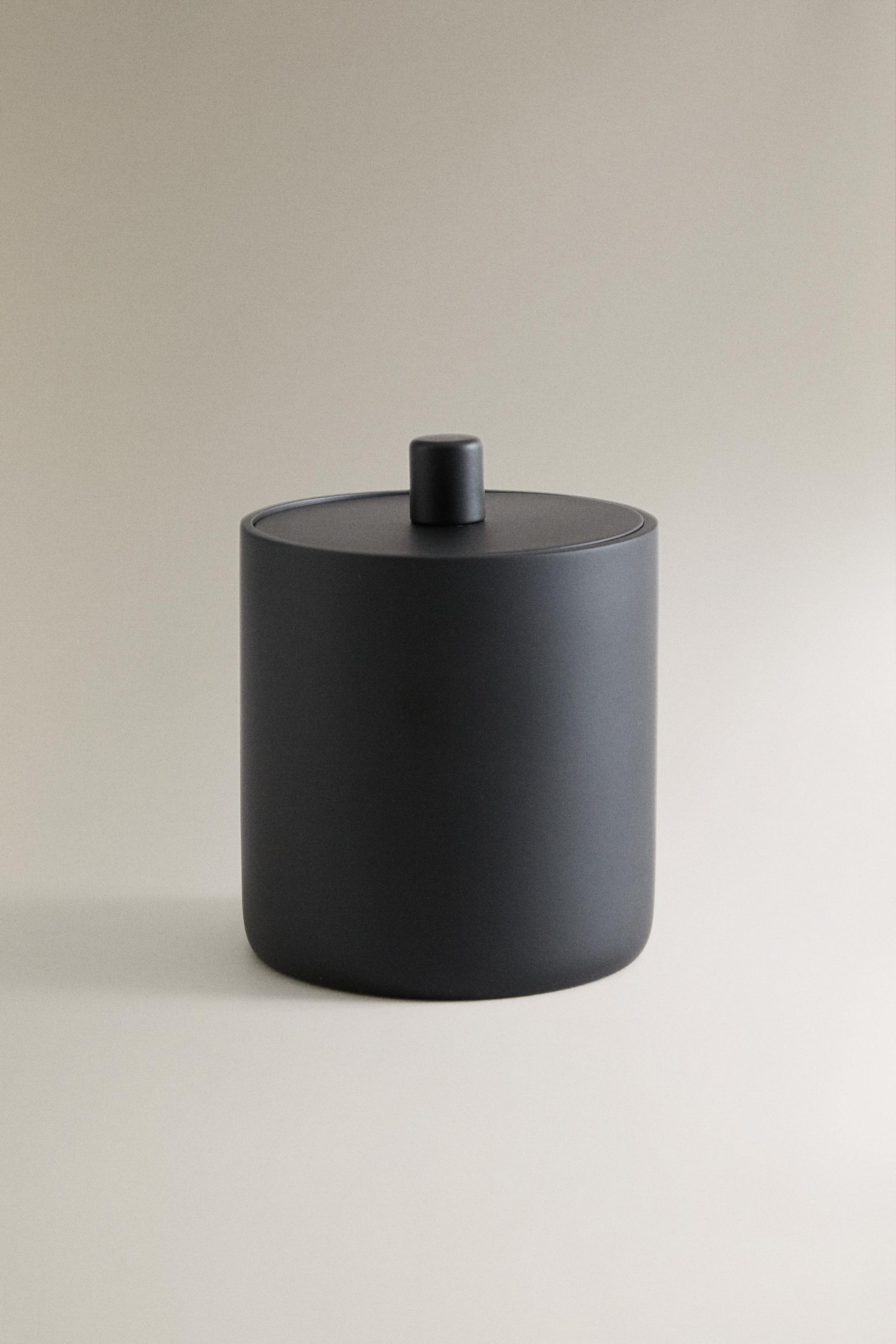 BLACK RESIN STORAGE JAR WITH LID