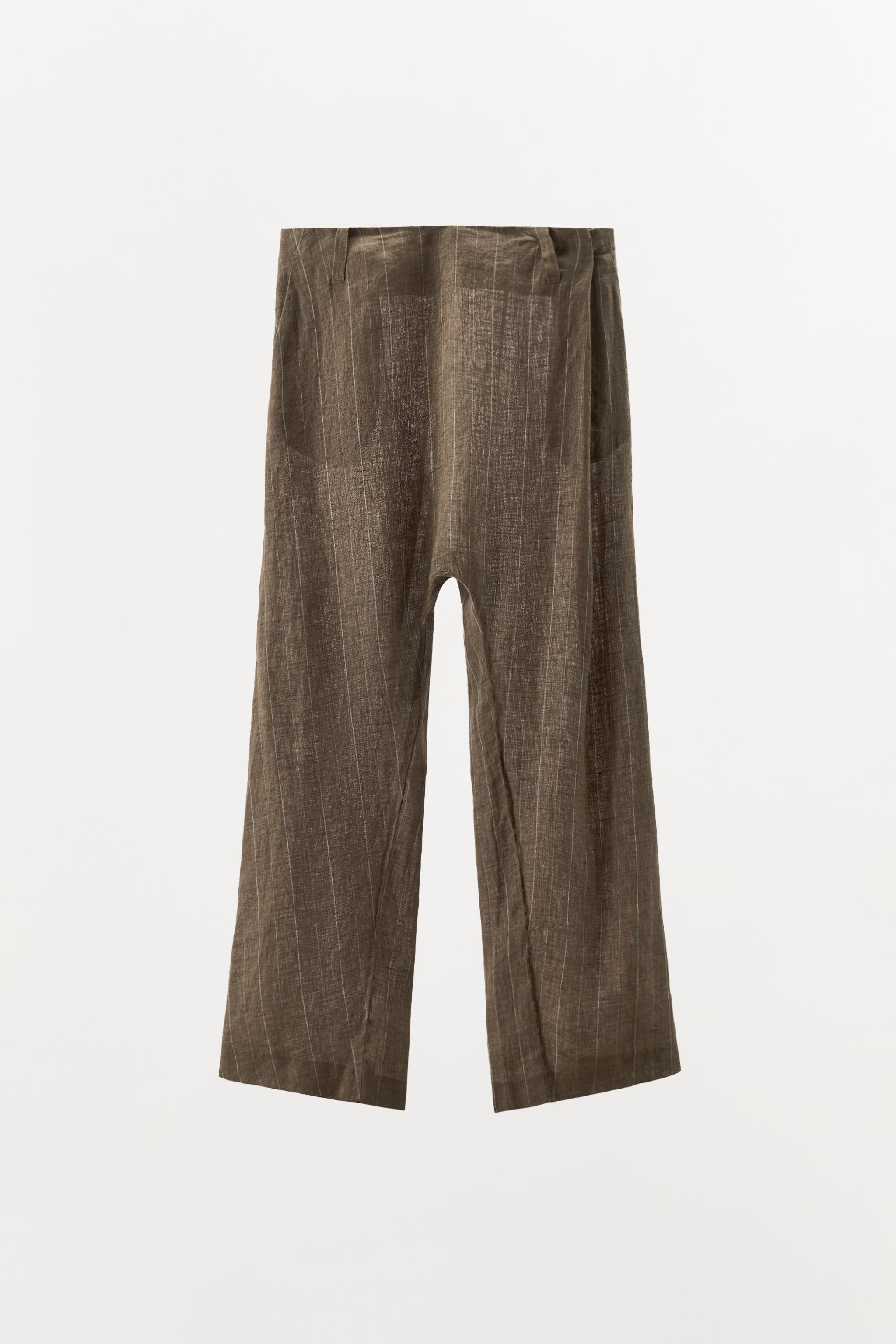 STRIPED LINEN BAGGY PANTS