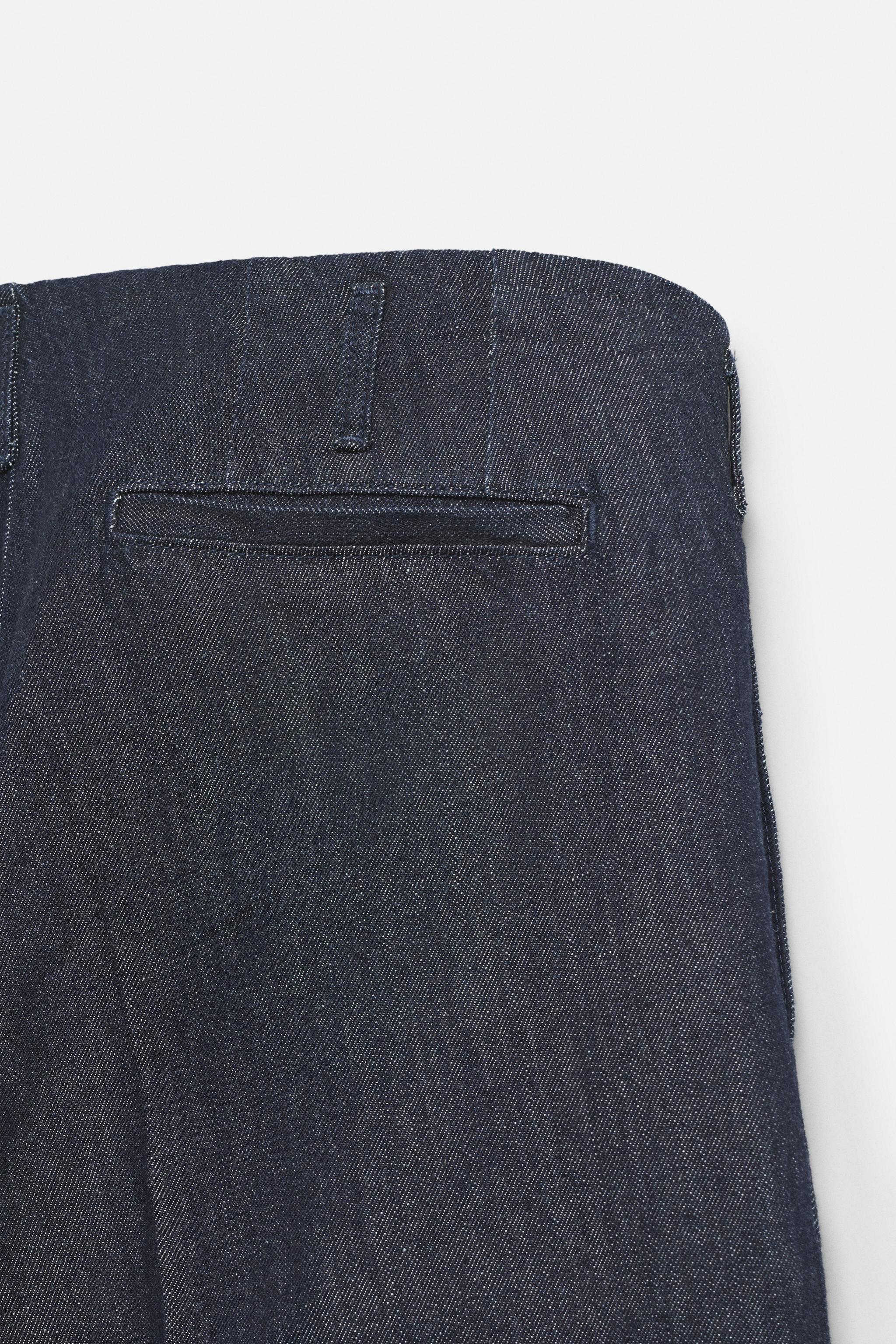 WIDE FIT CROPPED DENIM PANTS