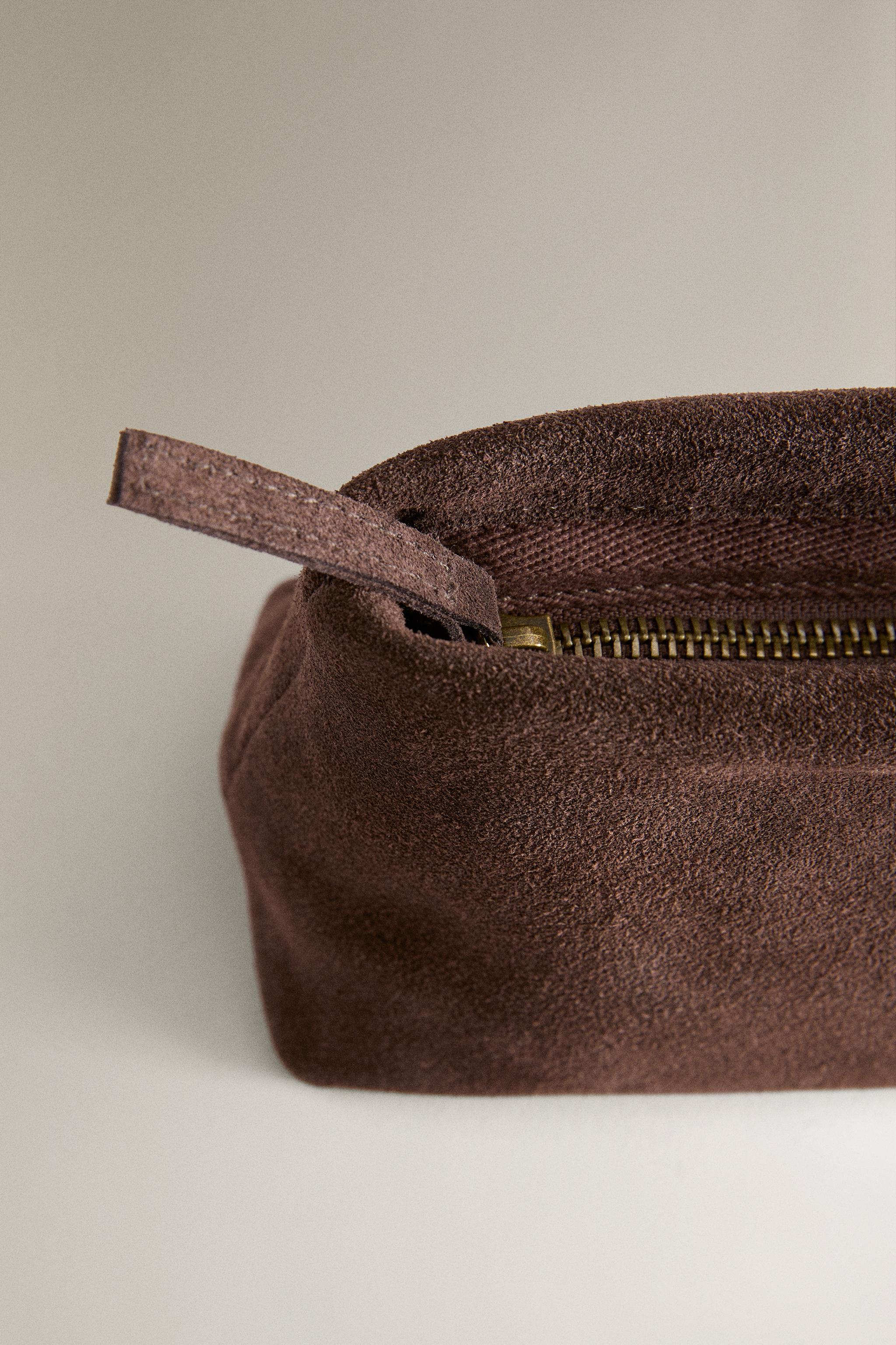 SMALL SPLIT SUEDE MAKEUP BAG