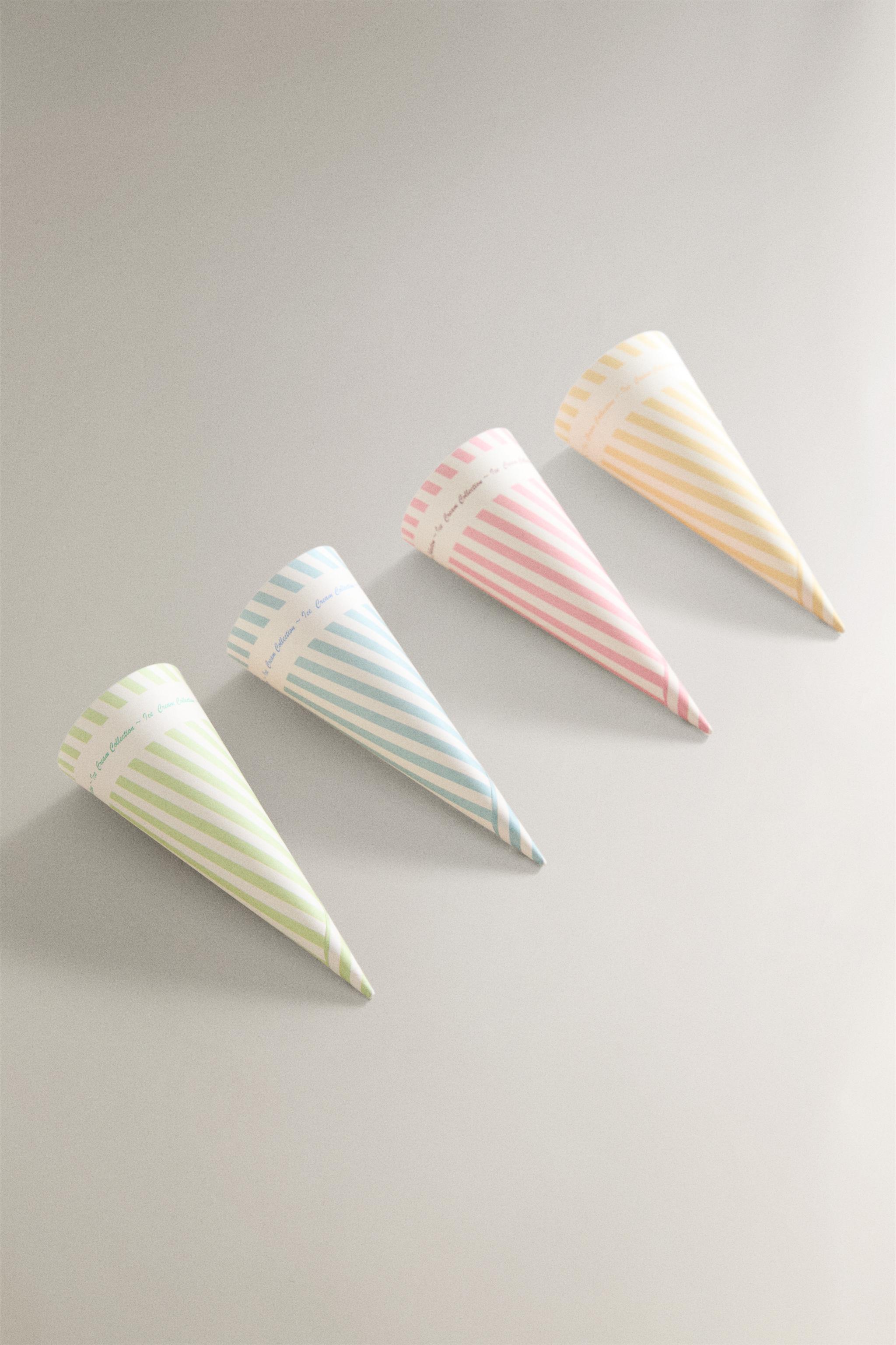 SET OF STRIPED ICE CREAM CONES (SET OF 16)
