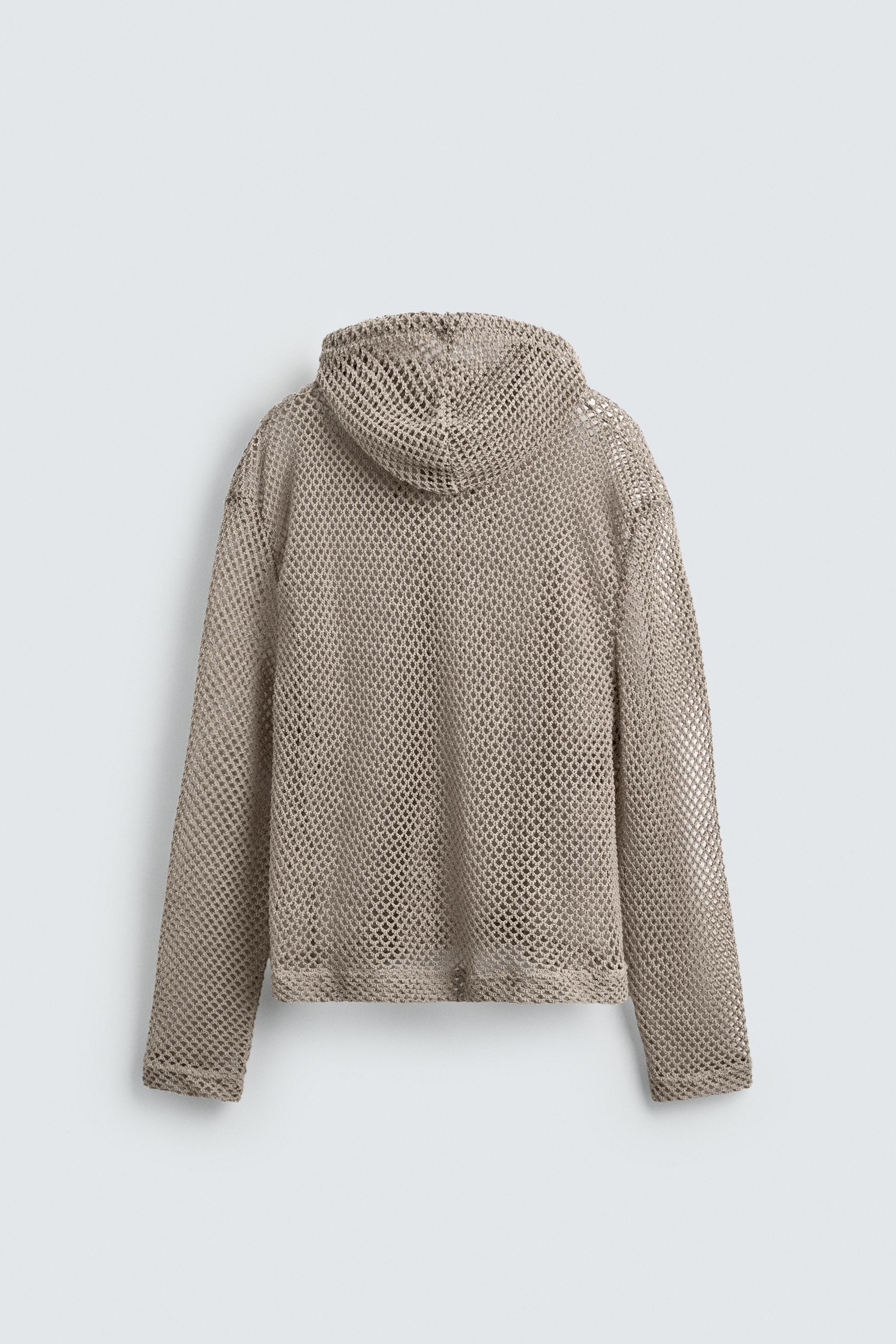 CROCHET TEXTURED SWEATSHIRT