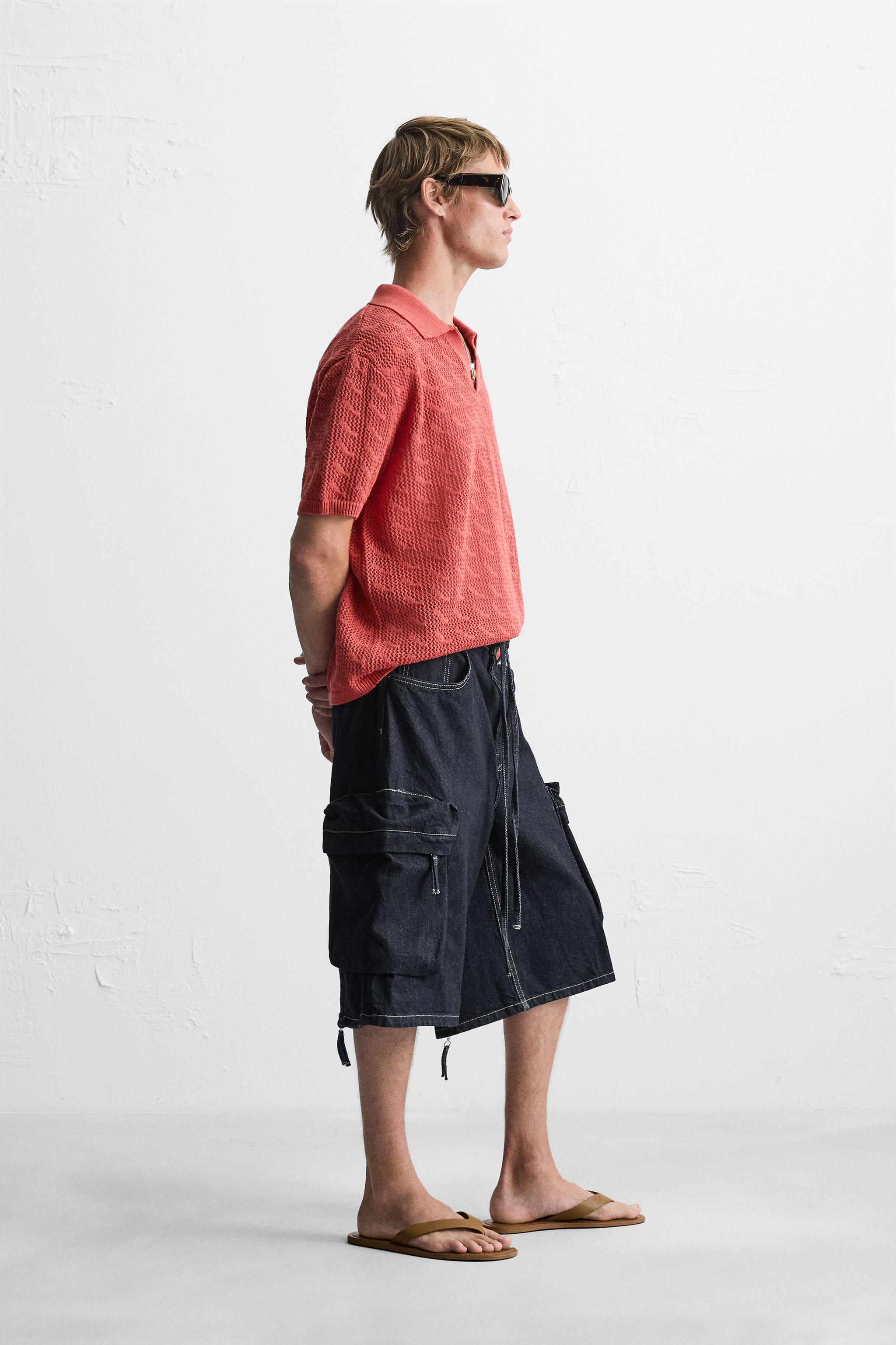 OPEN STITCH KNIT POLO SHIRT