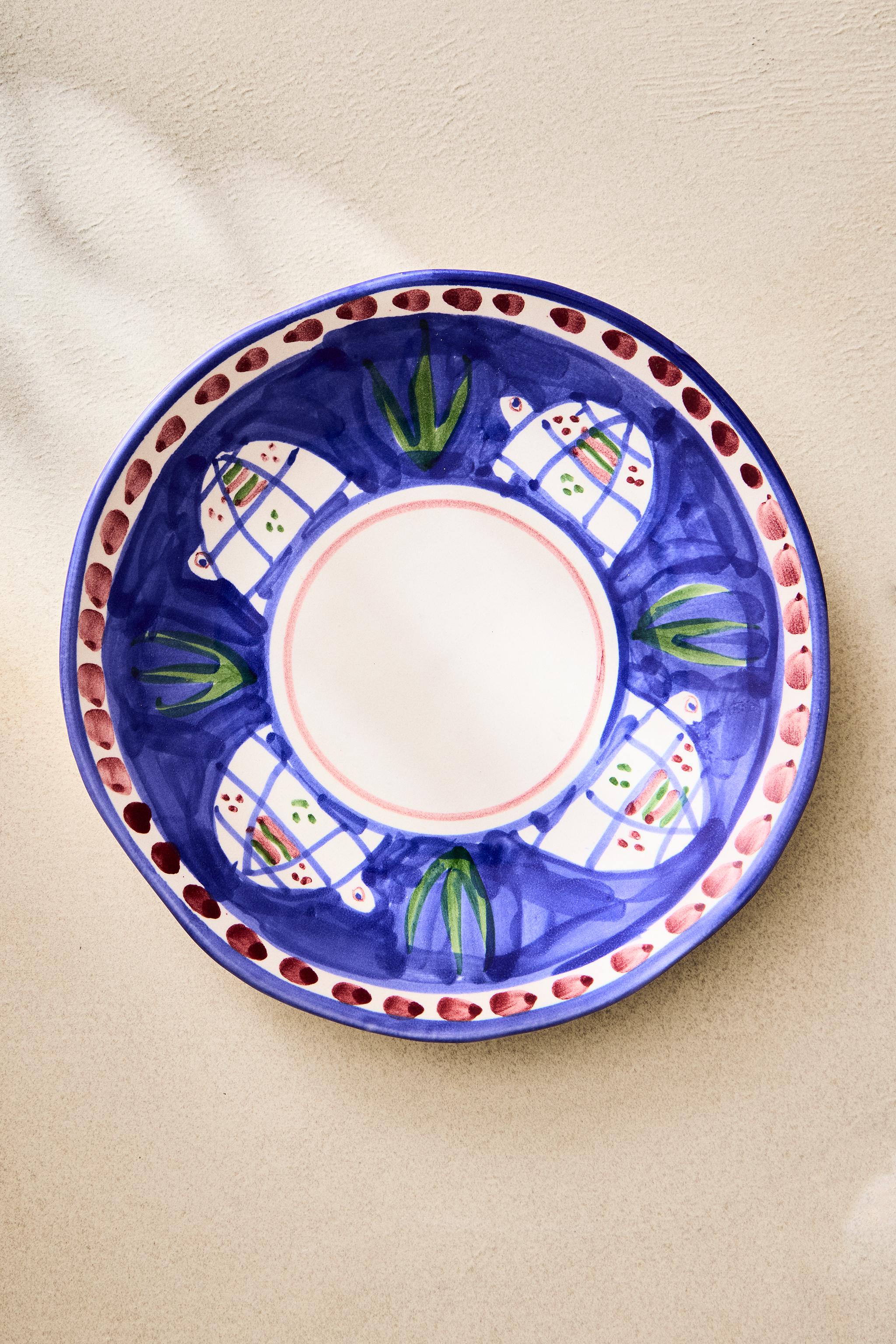 PAINTED CERAMIC DESSERT PLATE
