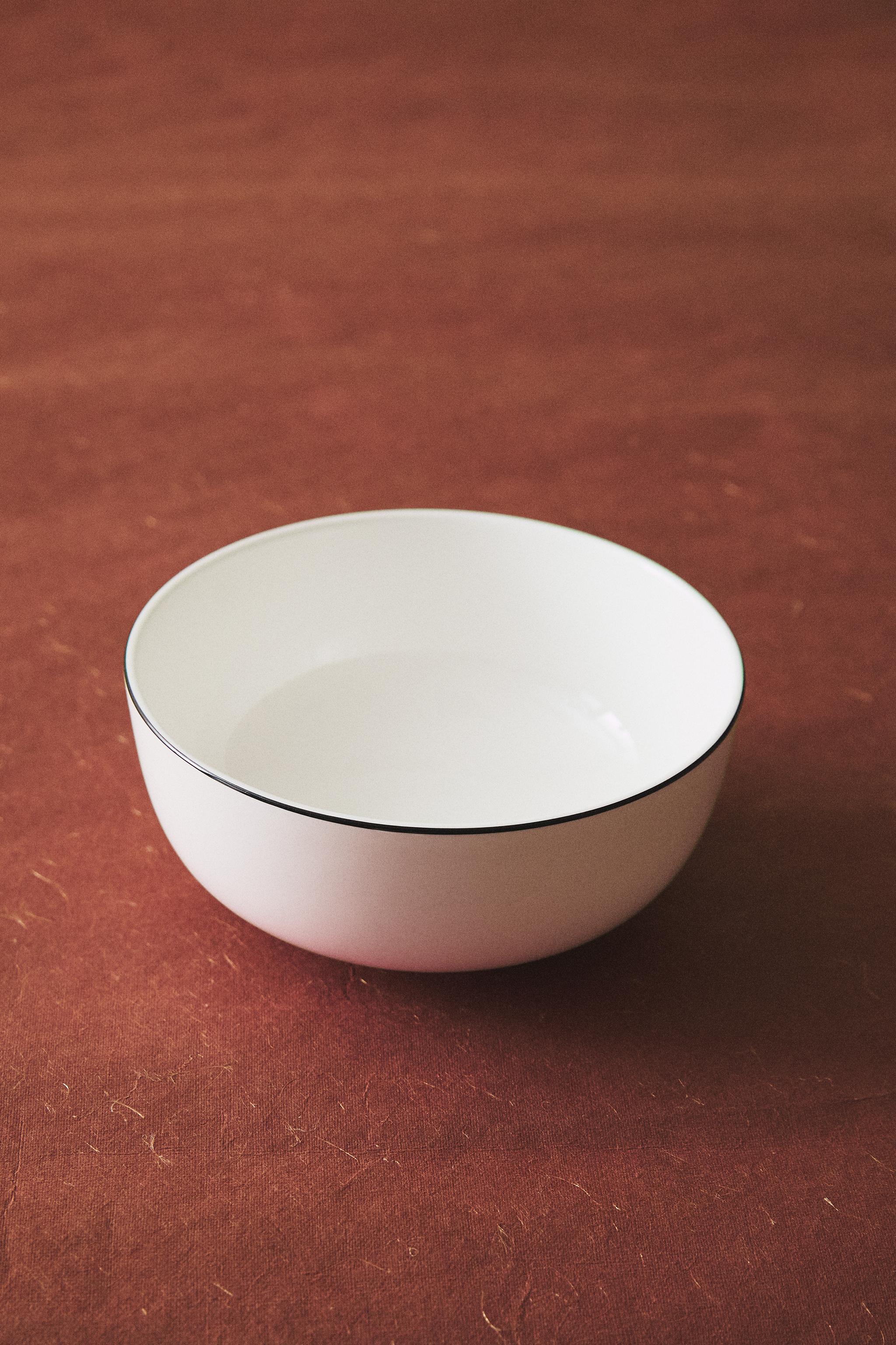 BONE CHINA BOWL WITH BLACK RIM